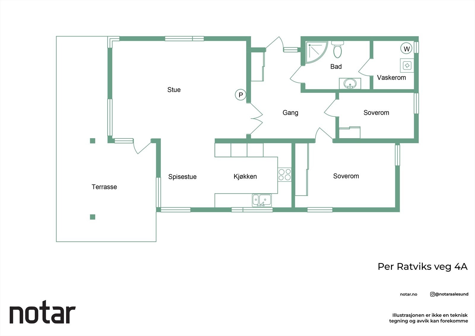 Vi tar turen inn - planskisse av leiligheten Galleribilde