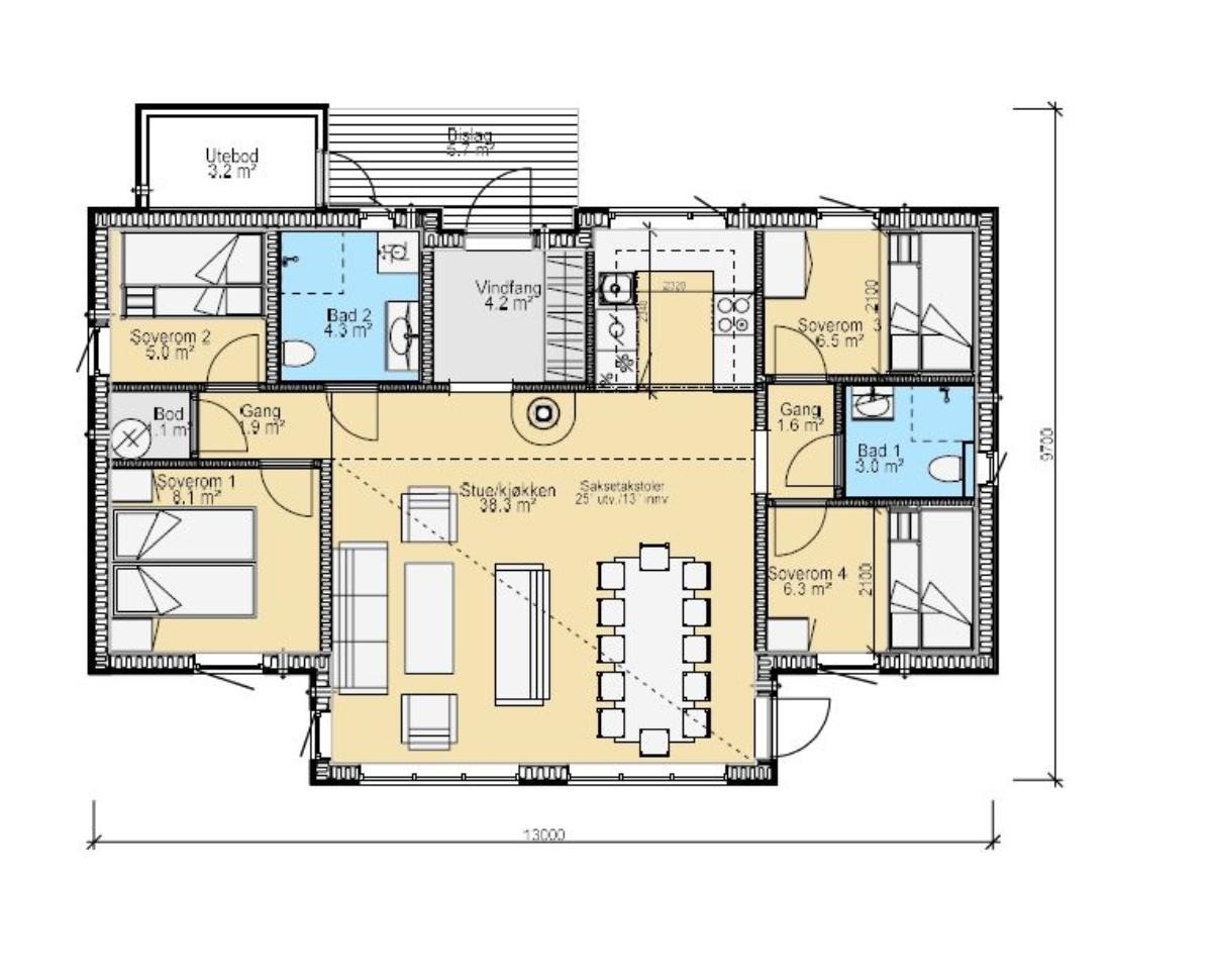 Planløsning Tinde Rondane 90 Galleribilde