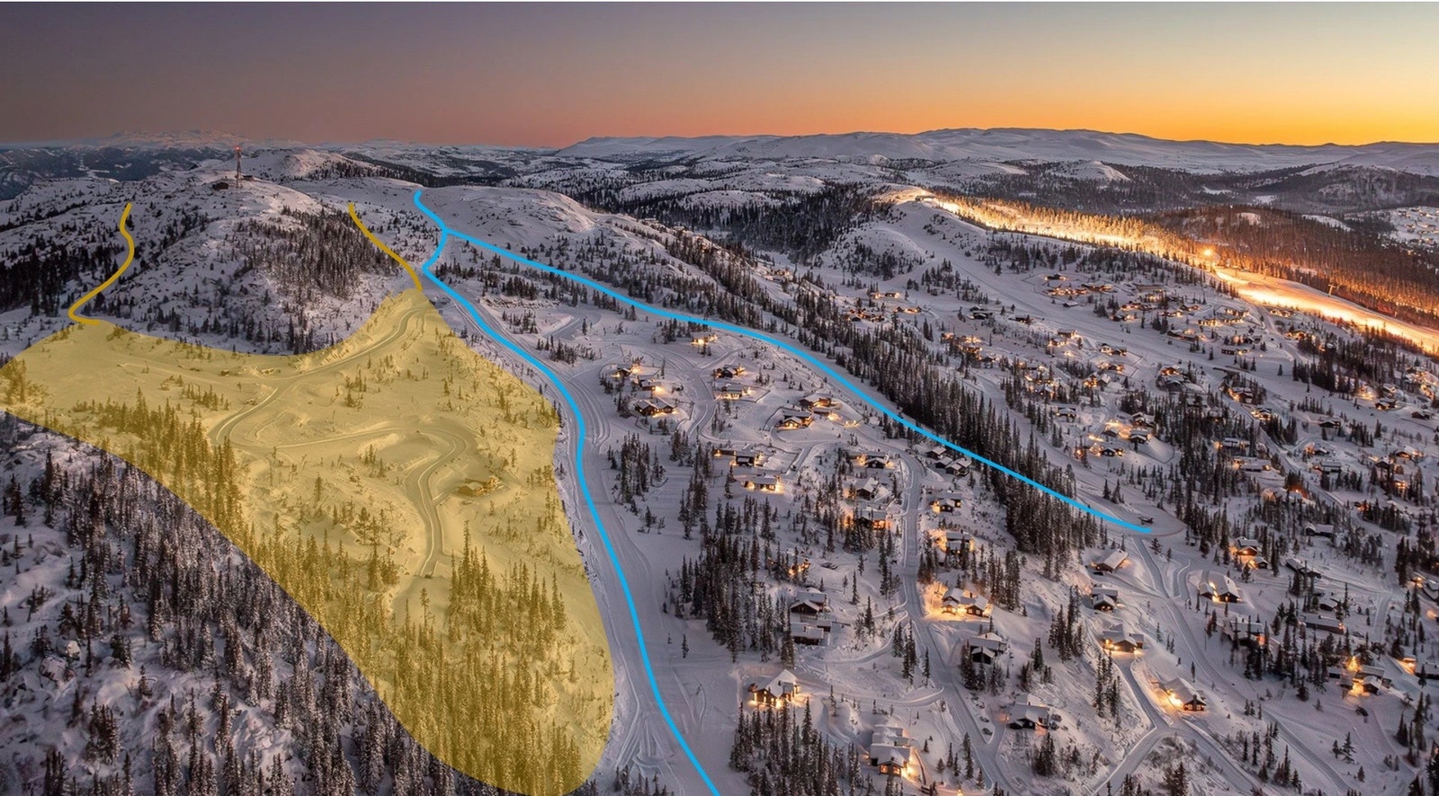 Ski inn/ut til alpint og direkte tilgang til høyfjellet både med langrenn, sykkel og til fots Galleribilde