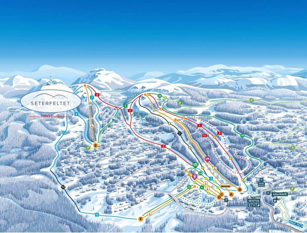 Nesfjellet Alpin og Seterfeltets plassering Galleribilde