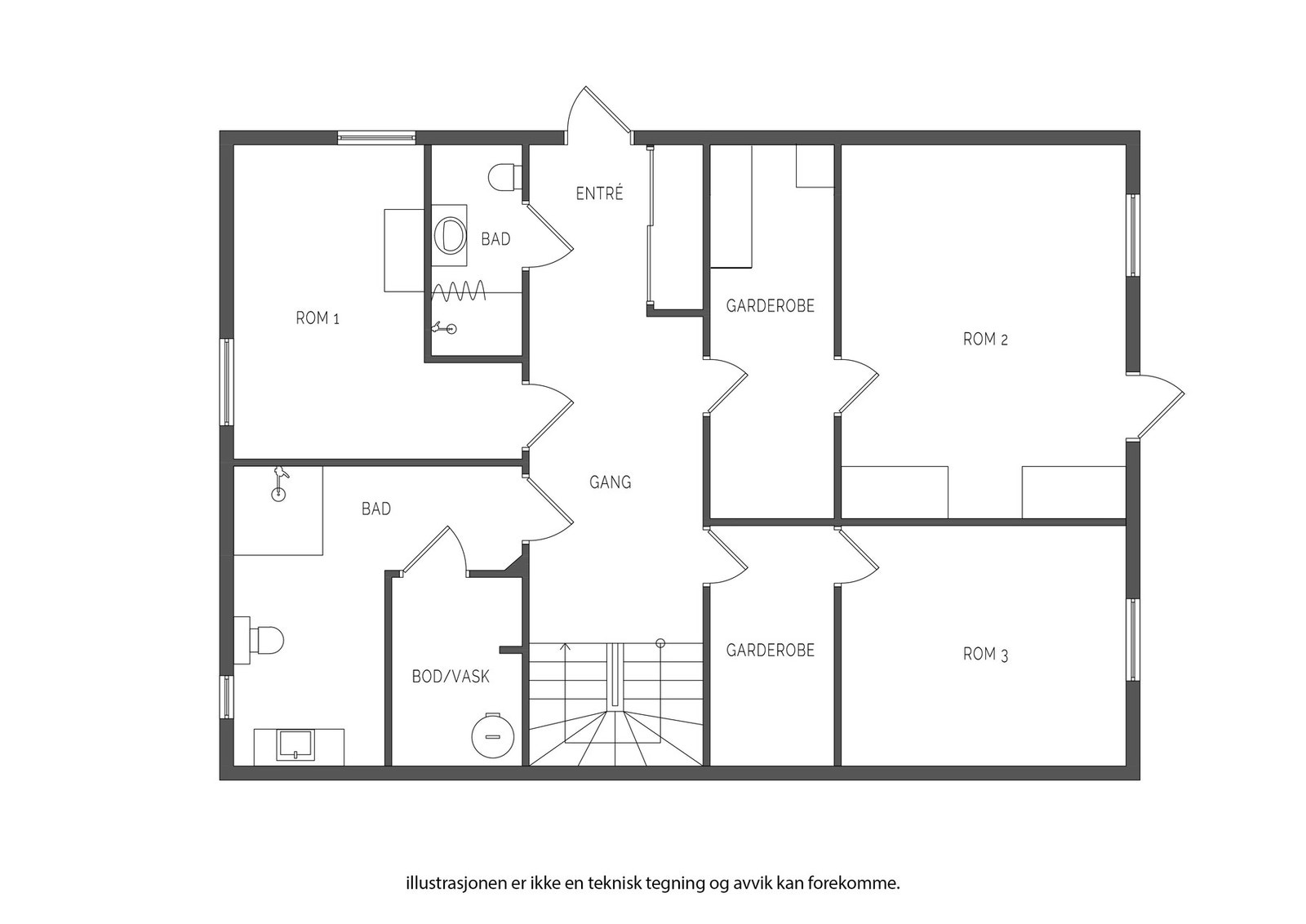 Planløsning - Boenhet 1, 1. etasje. Galleribilde