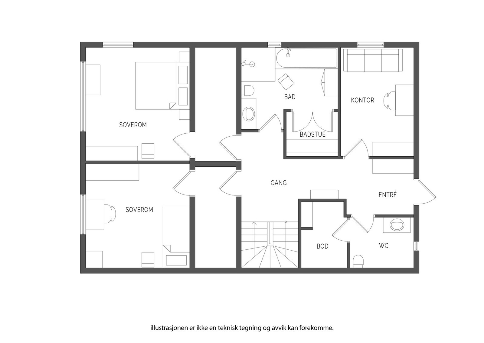 Planløsning - Boenhet 2, 1. etasje. Galleribilde