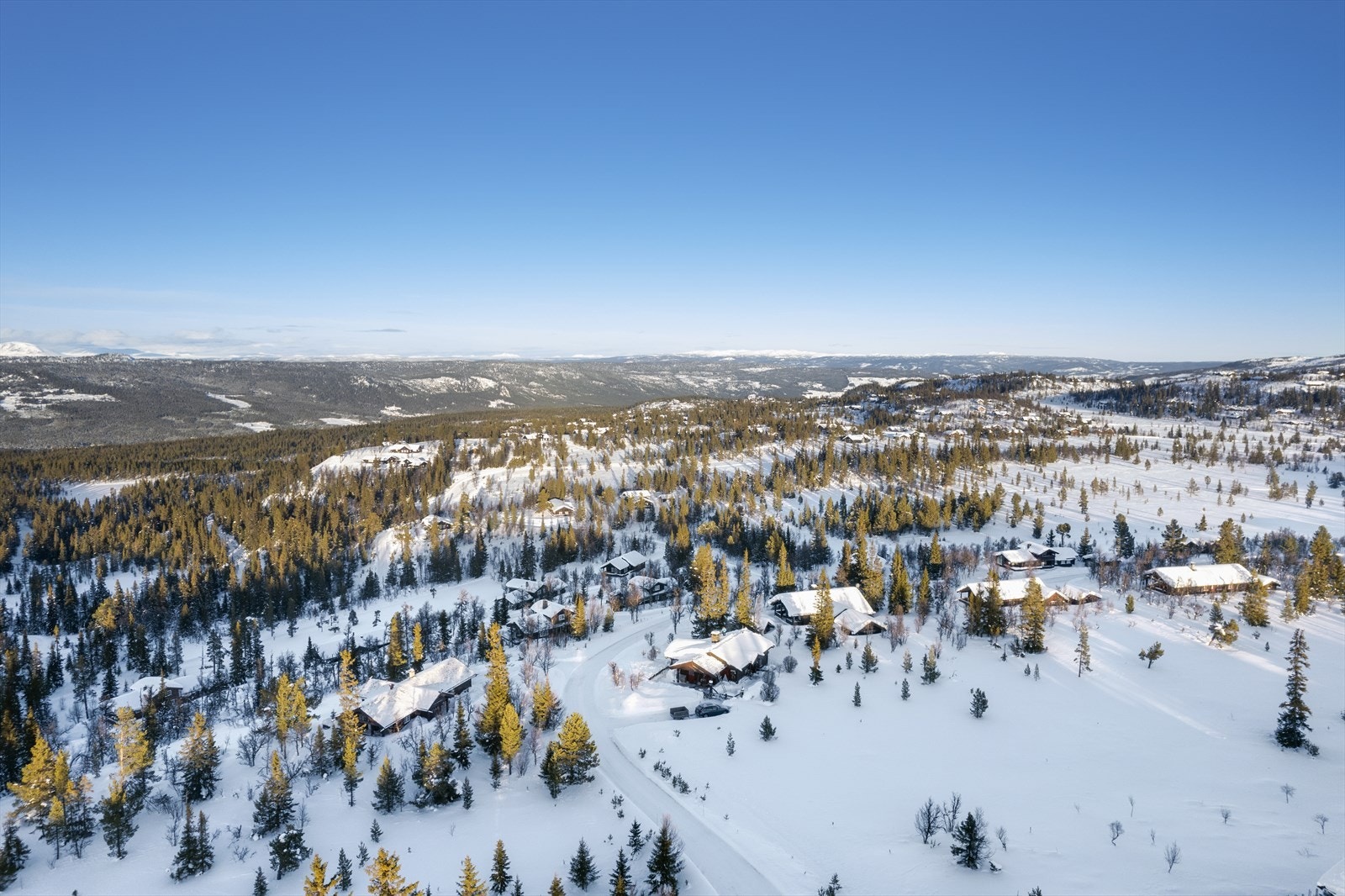 Hytta ligger fint til i et etablert hyttefelt. Galleribilde