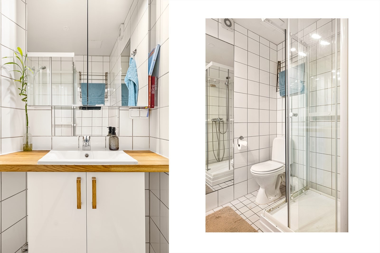 Baderommet er helfliset med varme i gulvet. Galleribilde