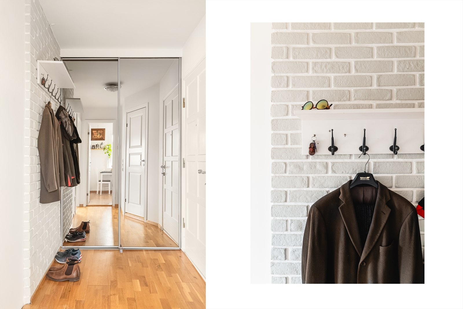 Entreen har skyvedørsgarderobe med speilfronter. Galleribilde