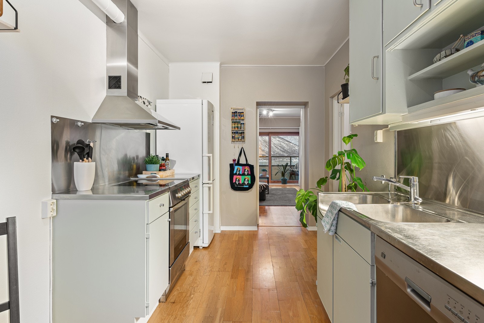 God plass for hvitevarer. Oppvaskmaskin og komfyr medfølger salget. Galleribilde