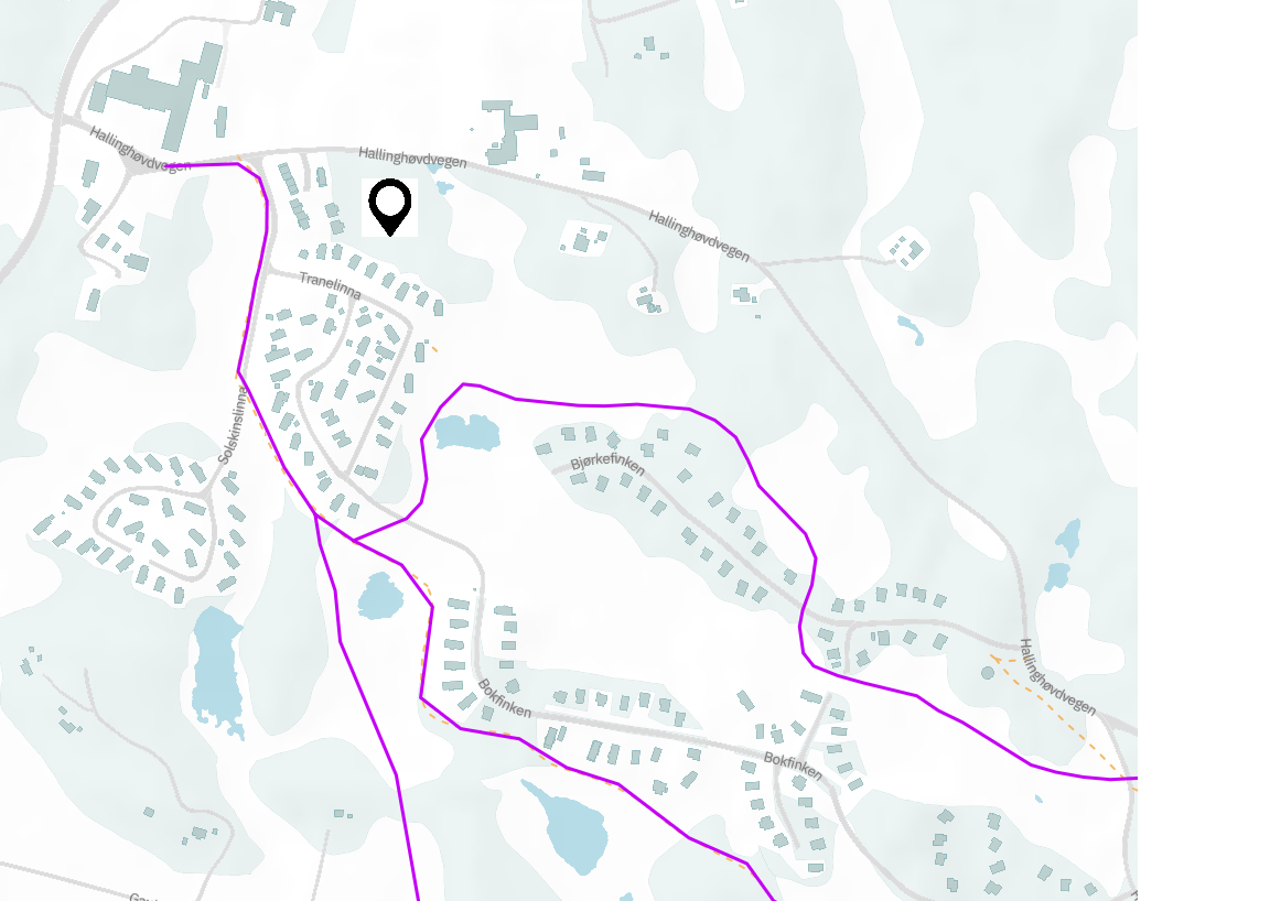 Lysløypa på 4 km i hyttefeltet går rett ved hyttefeltet. Galleribilde