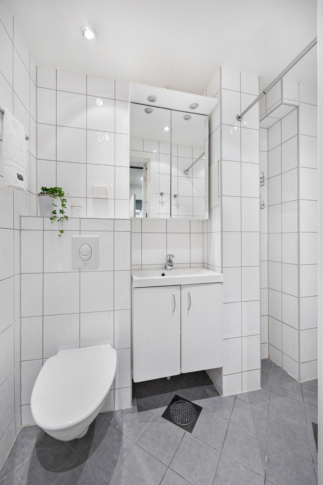 Bad med moderne innredning og speilskap. Galleribilde