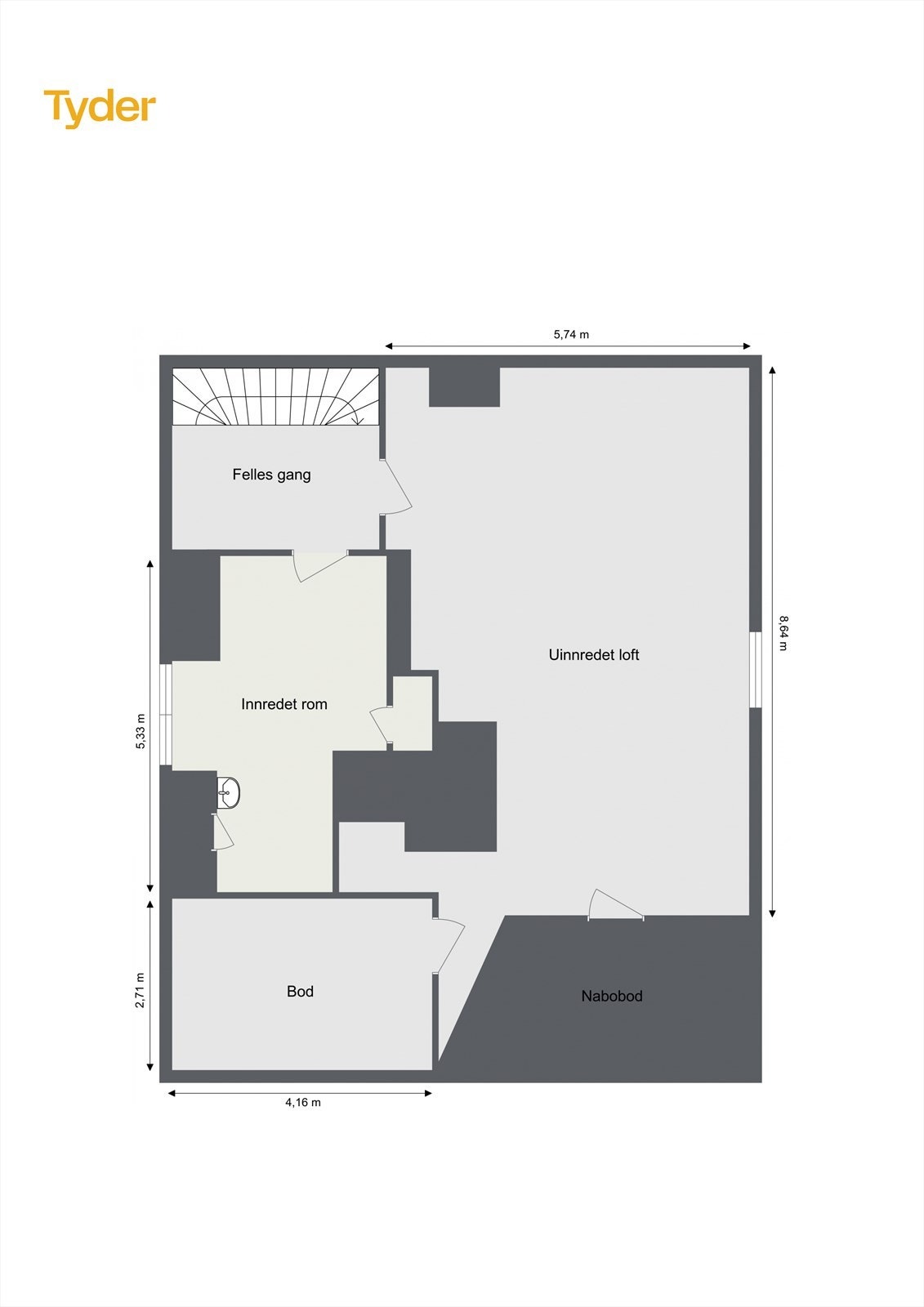 Plantegning loftetasje Galleribilde