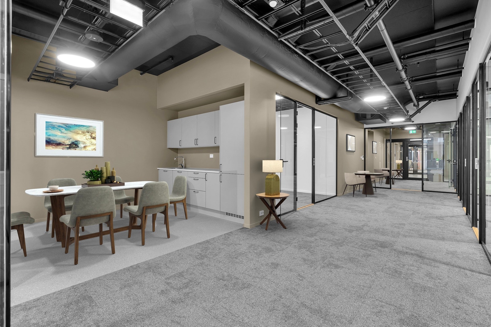 Lokalet i 3. etasje omfatter hele etasjene og utgjør totalt ca. 383 kvm BTA eksklusivt areal. Galleribilde