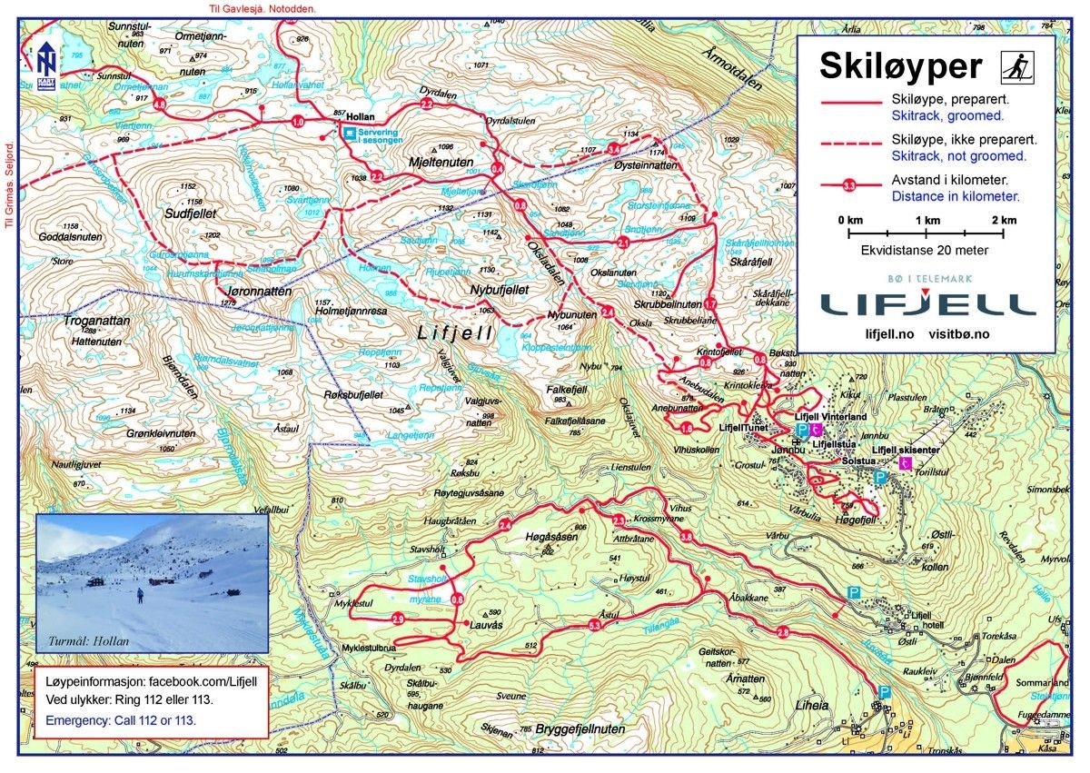 Løypekart fra Lifjell Galleribilde
