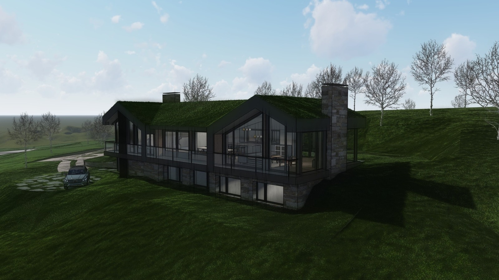 Arkitekt Sven Gundersen har tegnet en flott hytte på tomten. Galleribilde