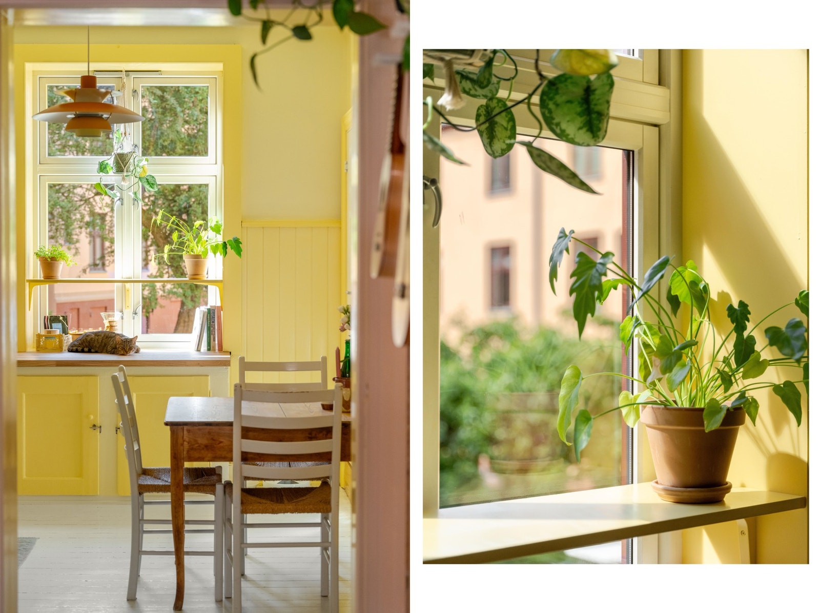 Det er flott utsyn mot en av borettslagets flotte bakgårder, hvor det er store og frodige trær og pene grøntområder (bilde tatt ved forrige salg). Galleribilde