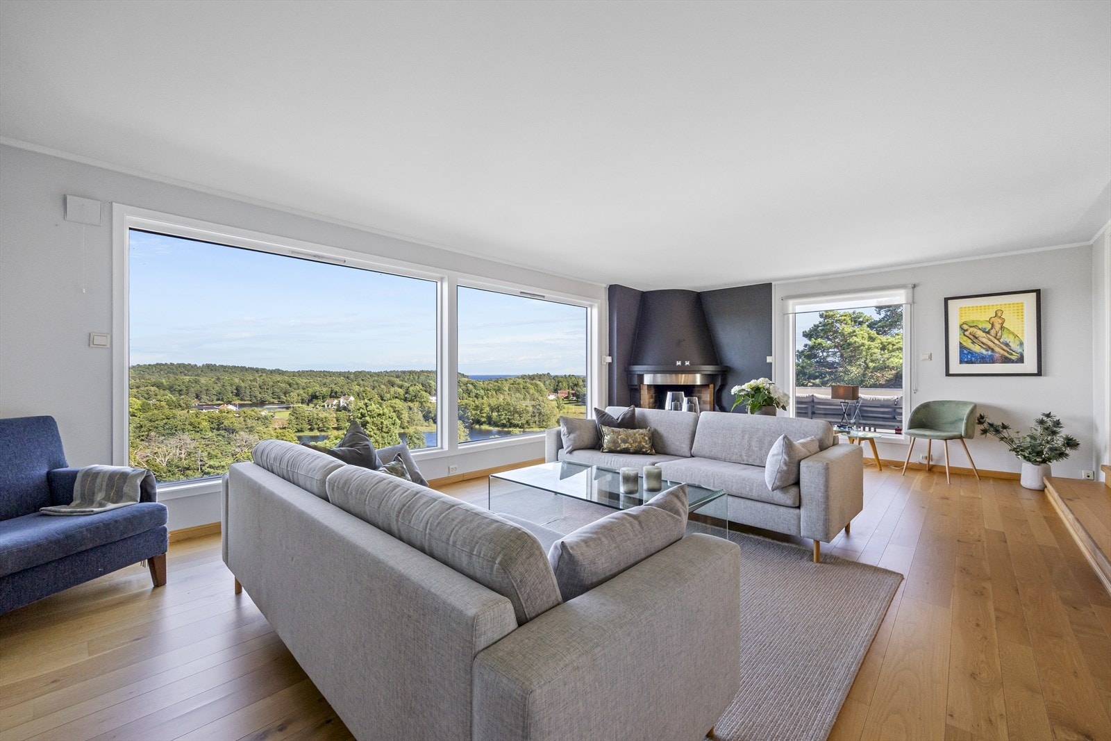 Luftig stue med panoramautsikt Galleribilde