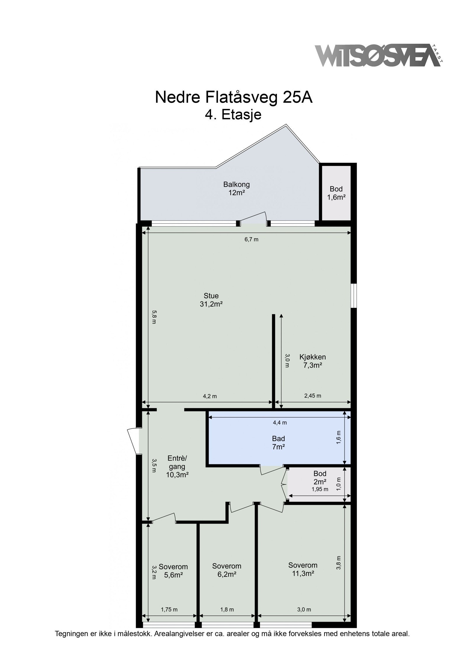 Planskisse målsatt av takstmann. Galleribilde