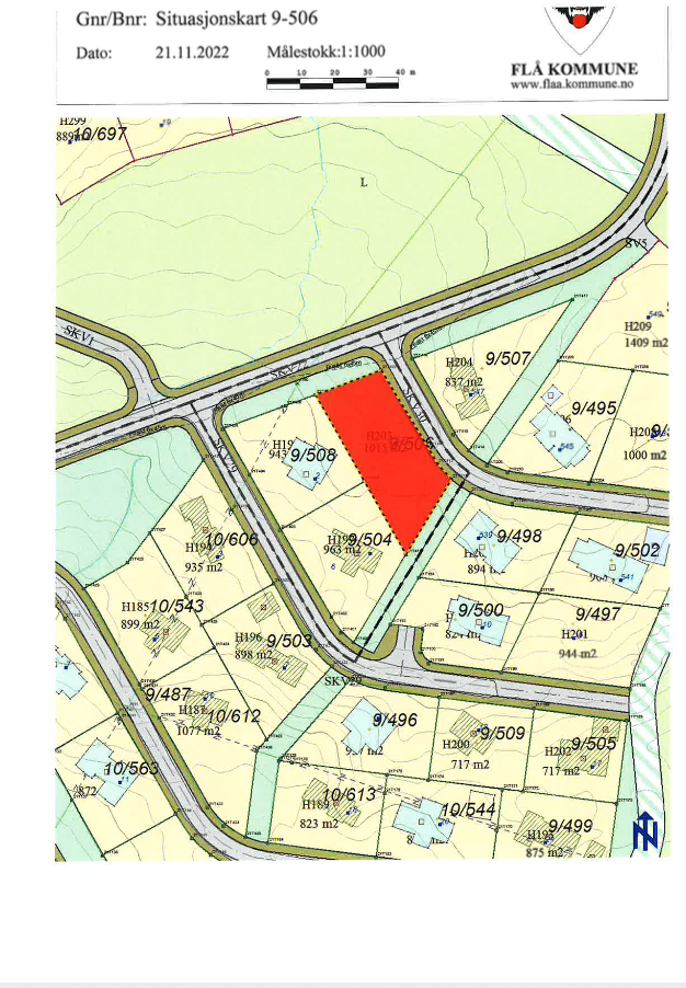 Tomten markert i rødt Galleribilde