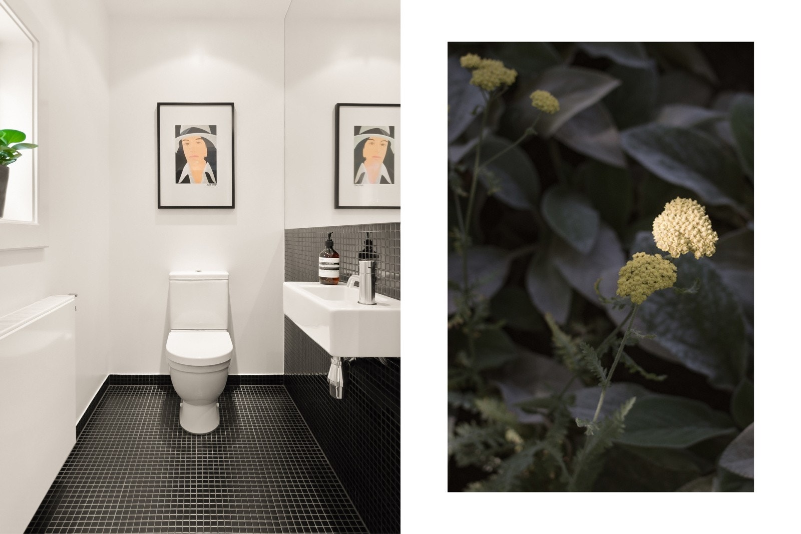 Fra entreen er det inngang til det praktiske toalettrommet. Bilde fra hagen. Galleribilde