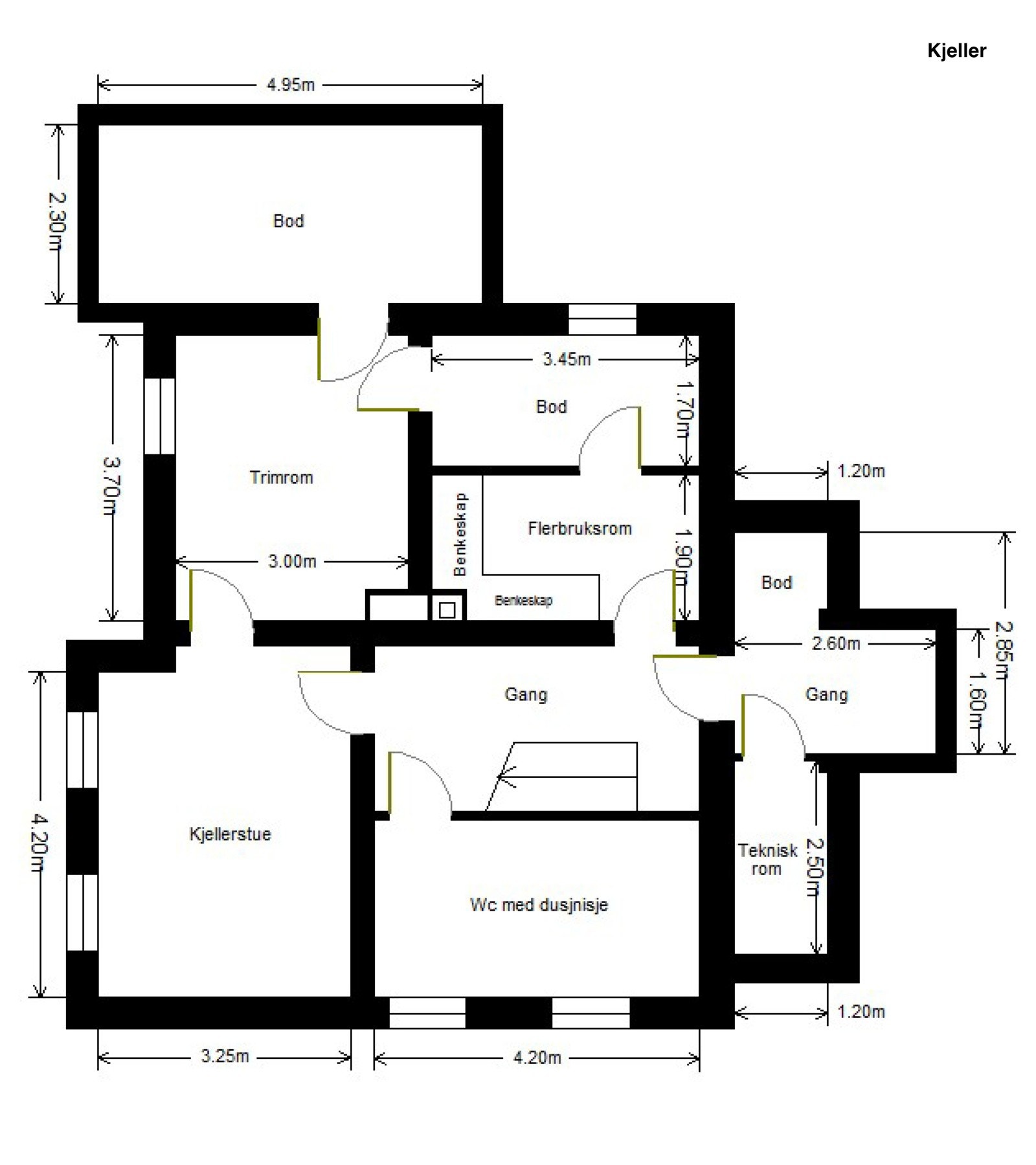 Planskisse over boligens kjelleretasje. Galleribilde