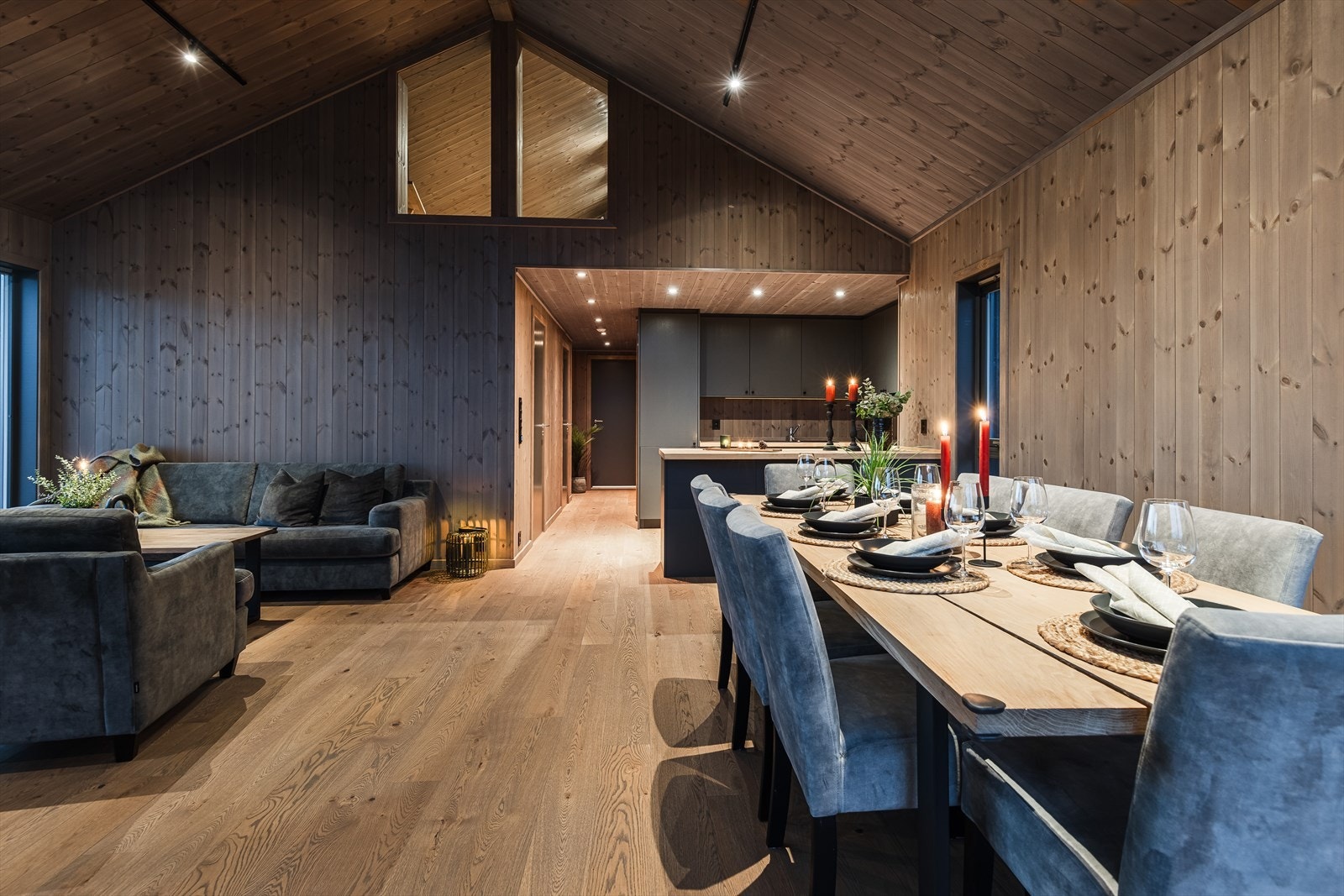 Stue og kjøkken i glidende overgang Galleribilde