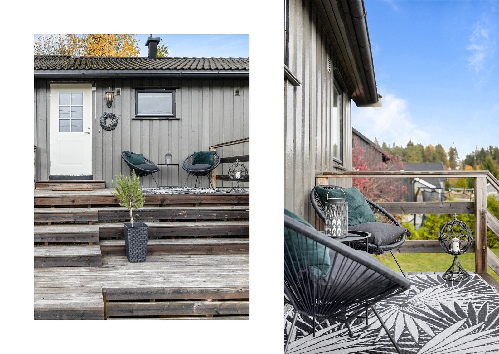 Det er etablert platting på ca. 10 kvm ved inngangsdøren. Galleribilde