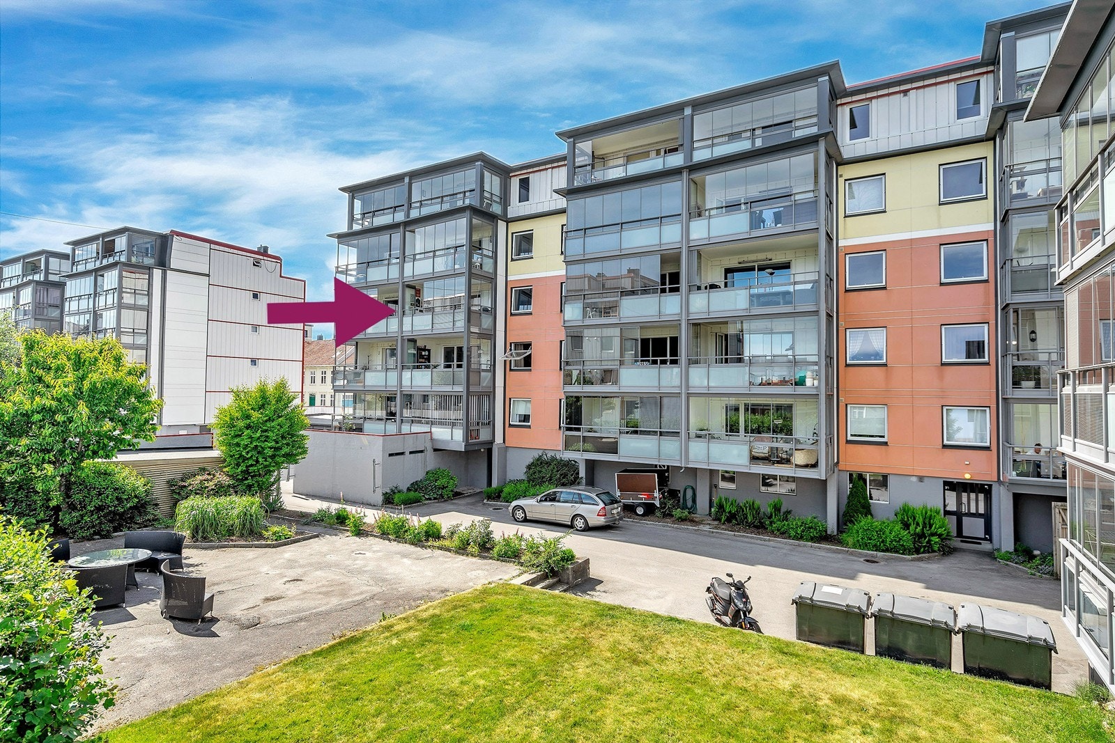 Fasade - leiligheten er markert Galleribilde