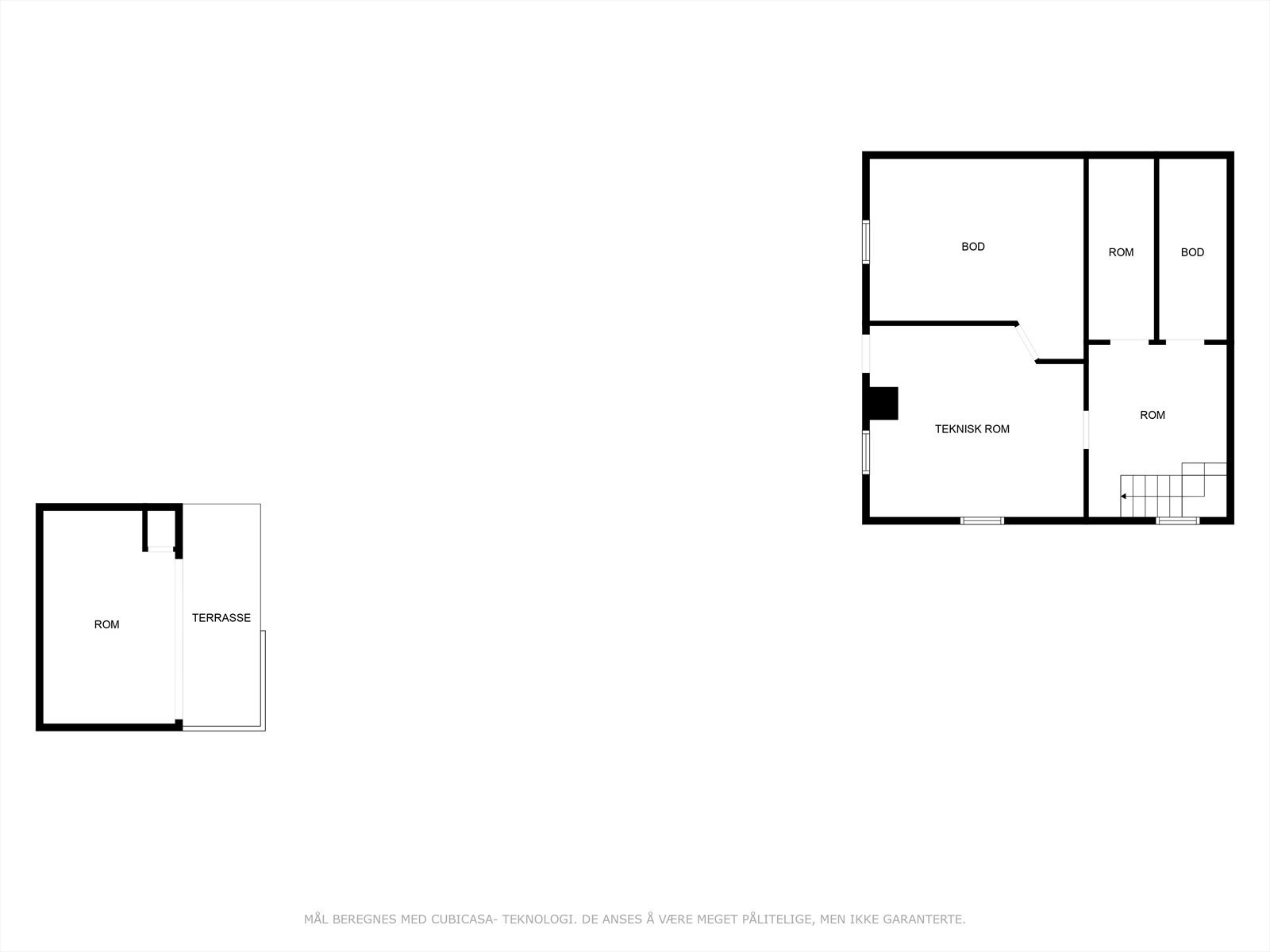 Plantegning kjelleretasje og utestue. Galleribilde