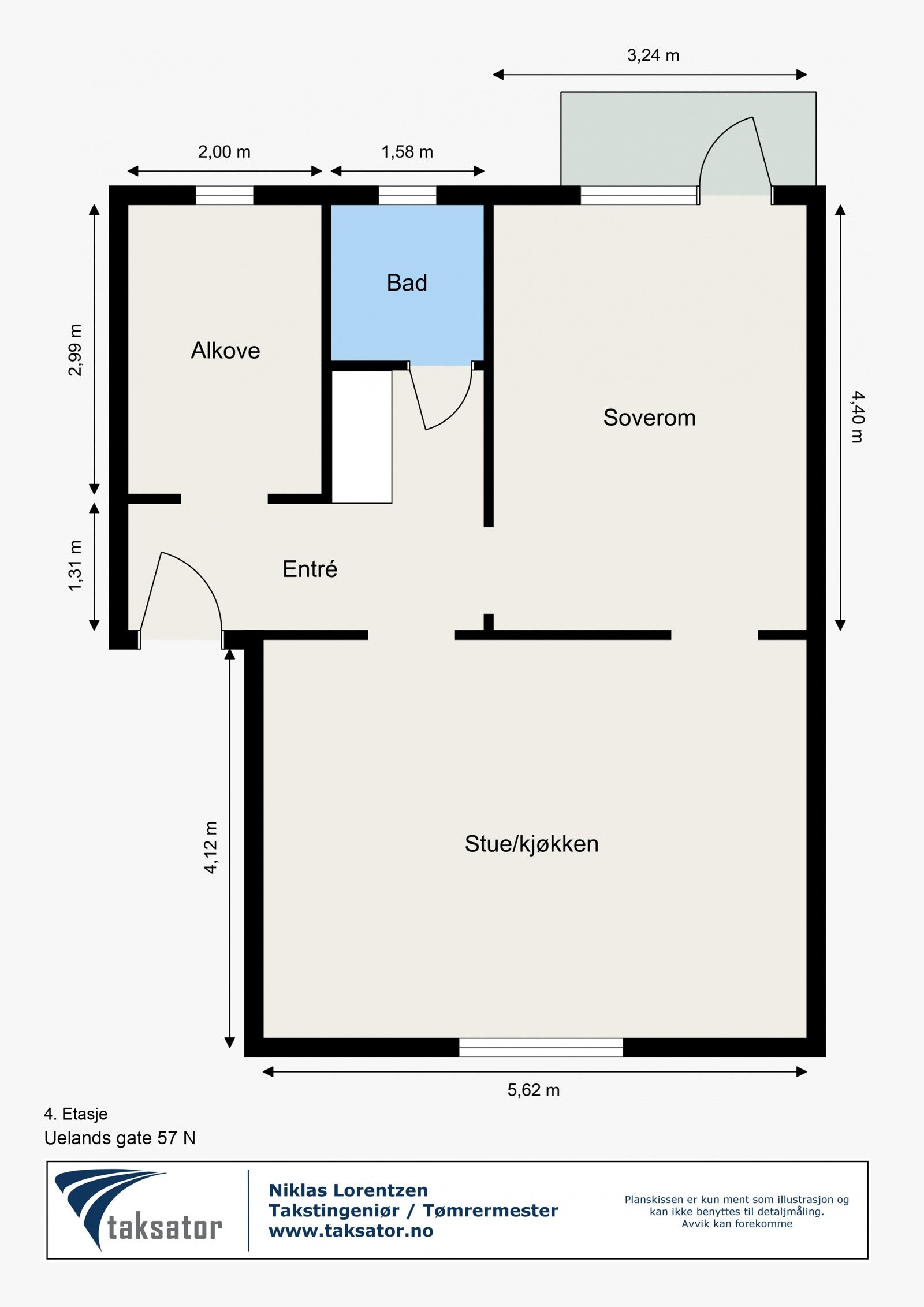 Alternativ planskisse med kjøkken i stuen og alkoveløsning der kjøkkenet er i dag. (Krever søknad.) Galleribilde