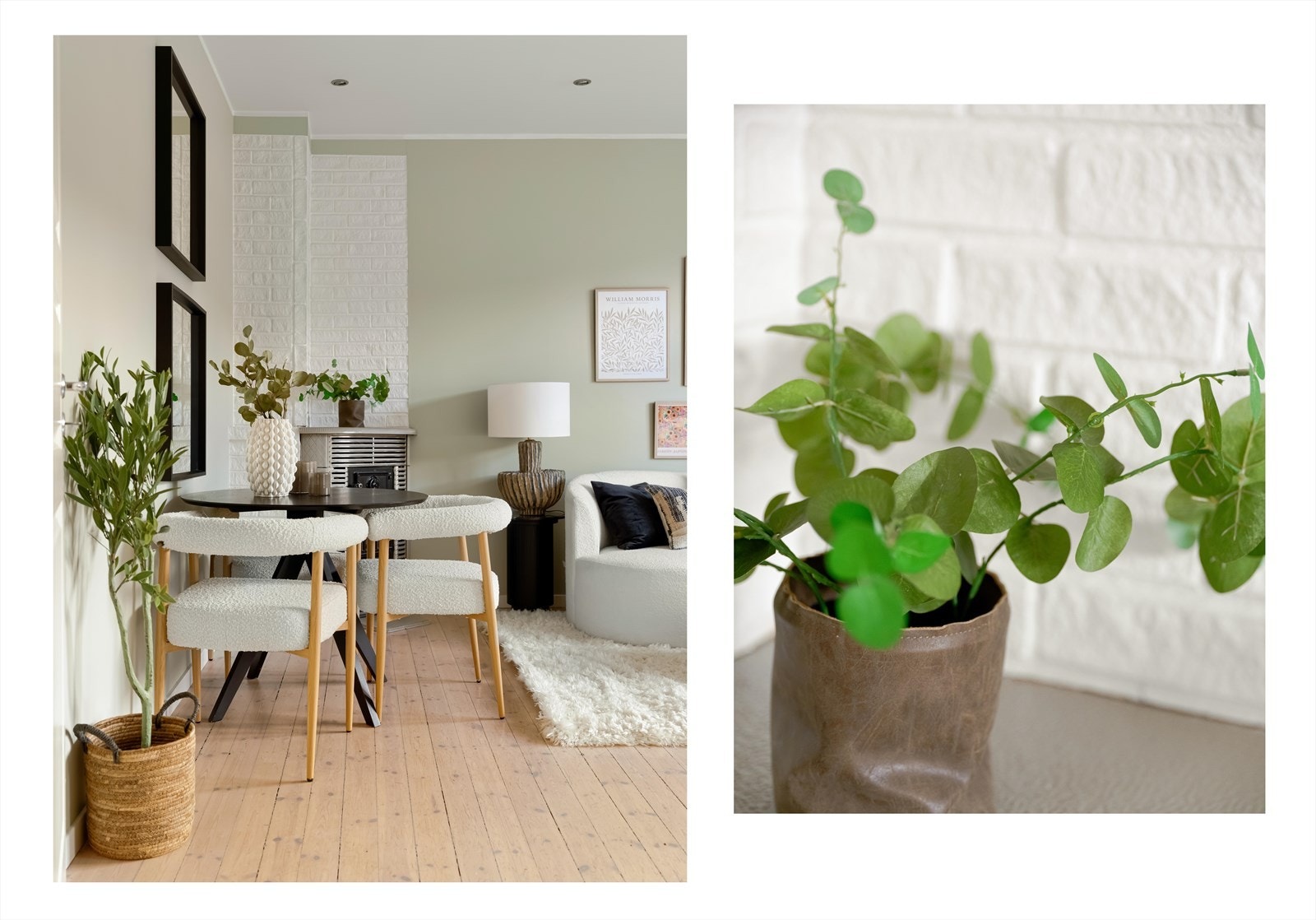 Leiligheten har gjennomførte og stilrene overflater med originalt tregulv og veggene er malt i lune fargetoner. Galleribilde