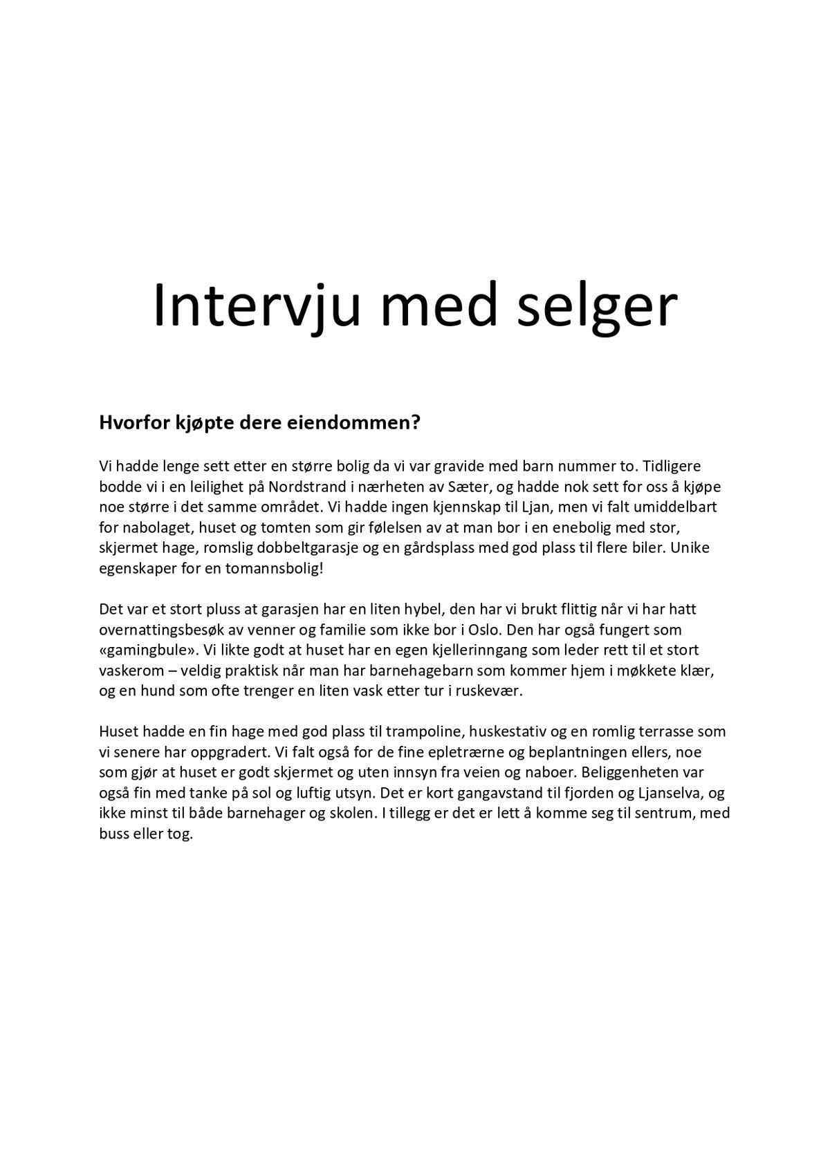 Intervju med selger. Galleribilde