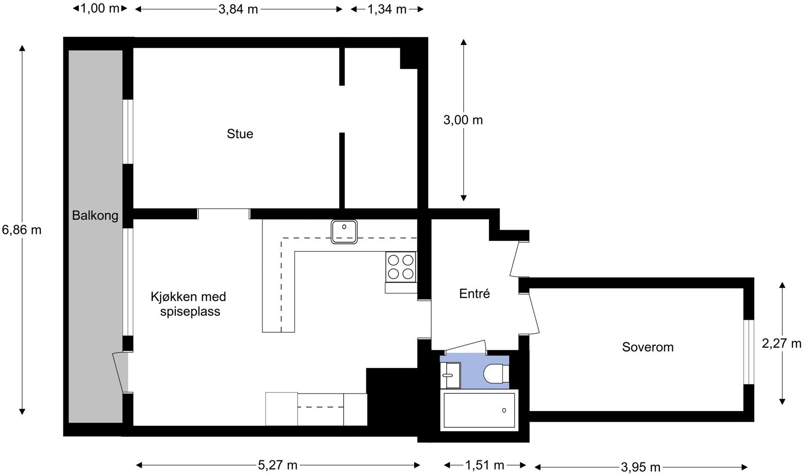 Vi begynner med plantegningen slik at du får god oversikt før du blar videre. Galleribilde