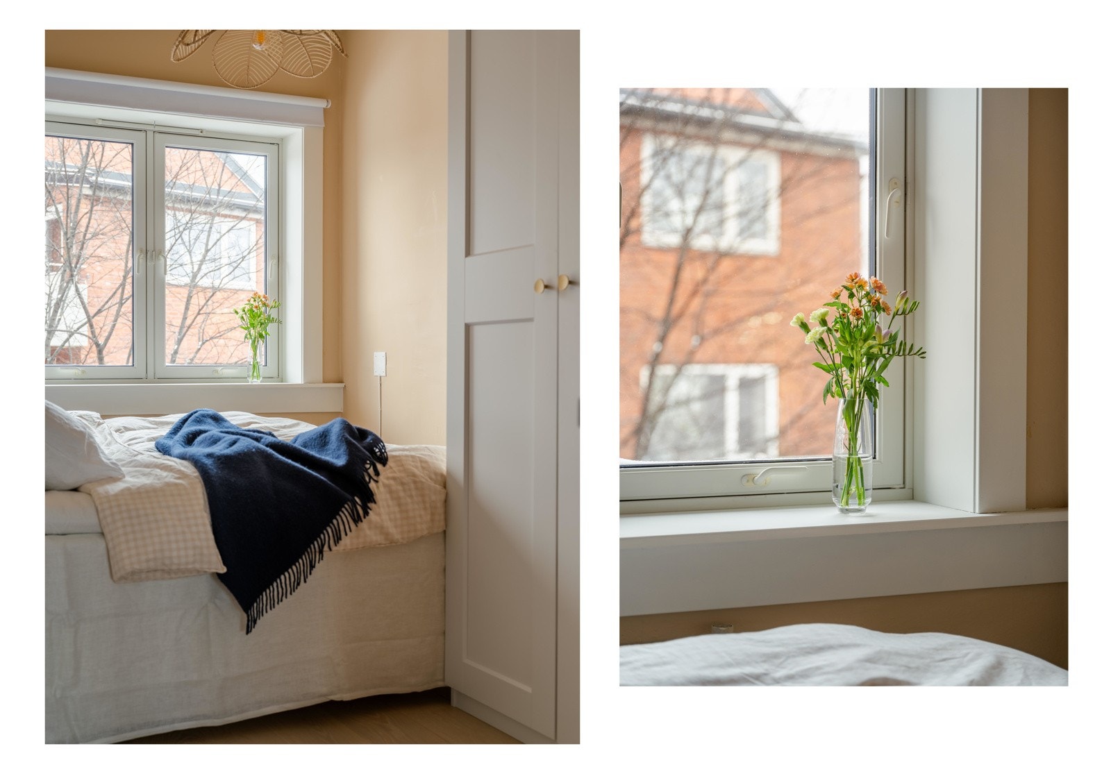 Det er rikelig med lagring i garderobe, plass til dobbeltseng og ikke minst dype vinduskarmer som vi elsker å innrede. Galleribilde