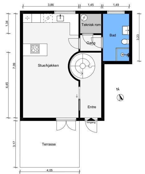 Boligen er på 88 kvm og strekker seg over 2 plan. Galleribilde