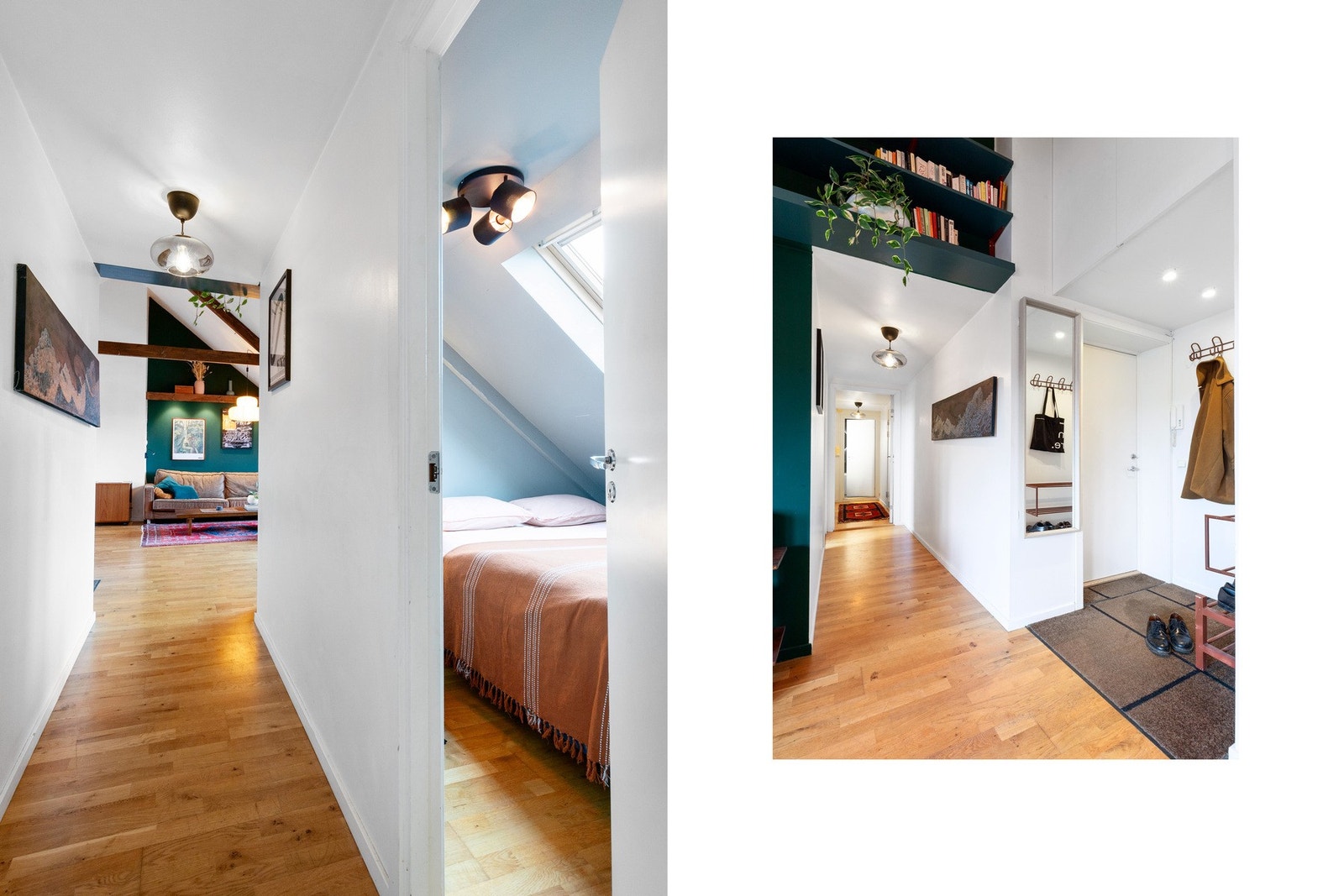 Gang mellom soverom, bad og dør inn til hybel Galleribilde