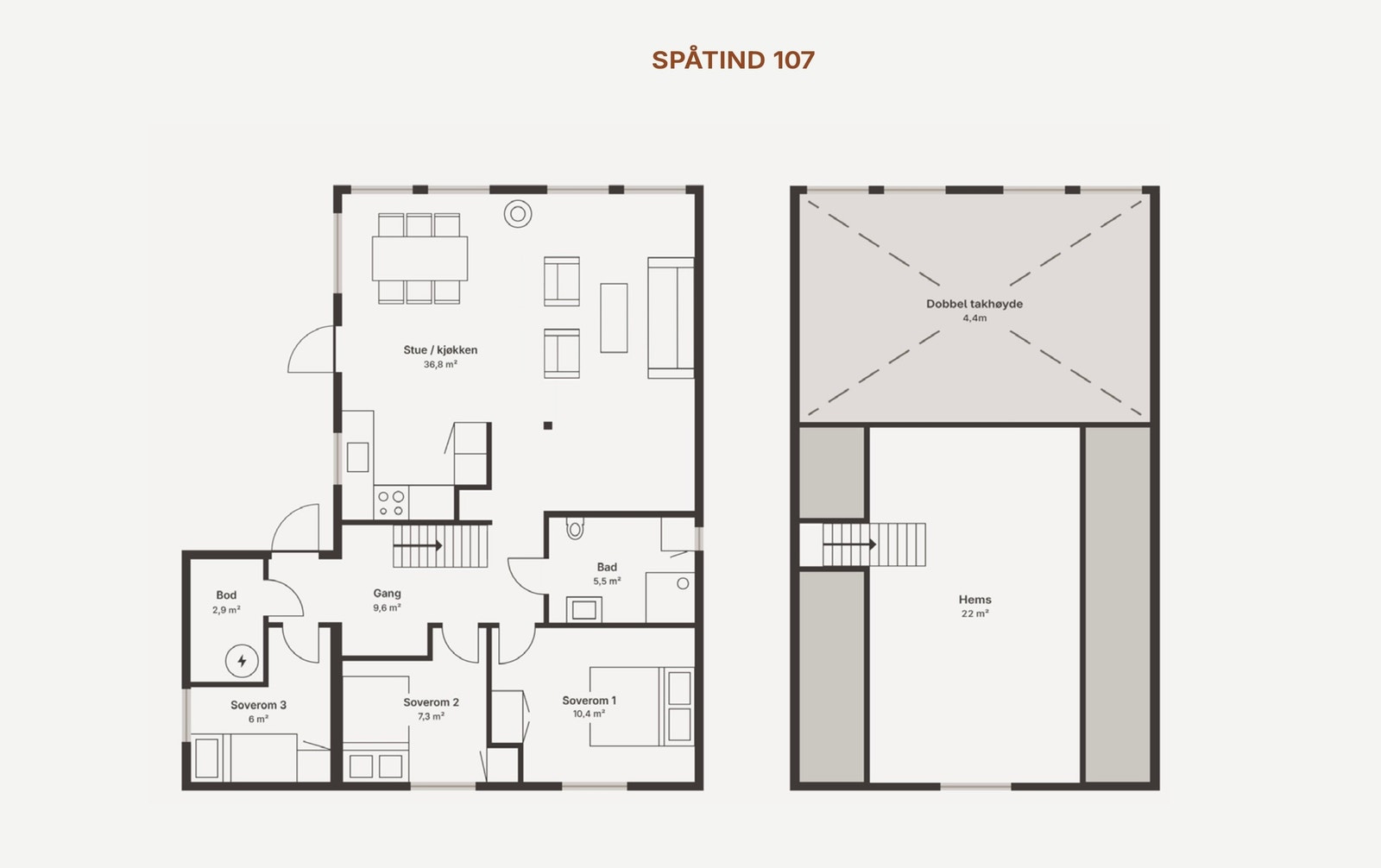 Planløsning - denne kan også speilvendes. Galleribilde