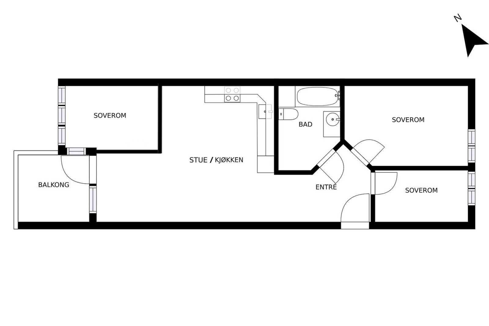 Alternativ plantegning for etablering av ekstra soverom. Galleribilde