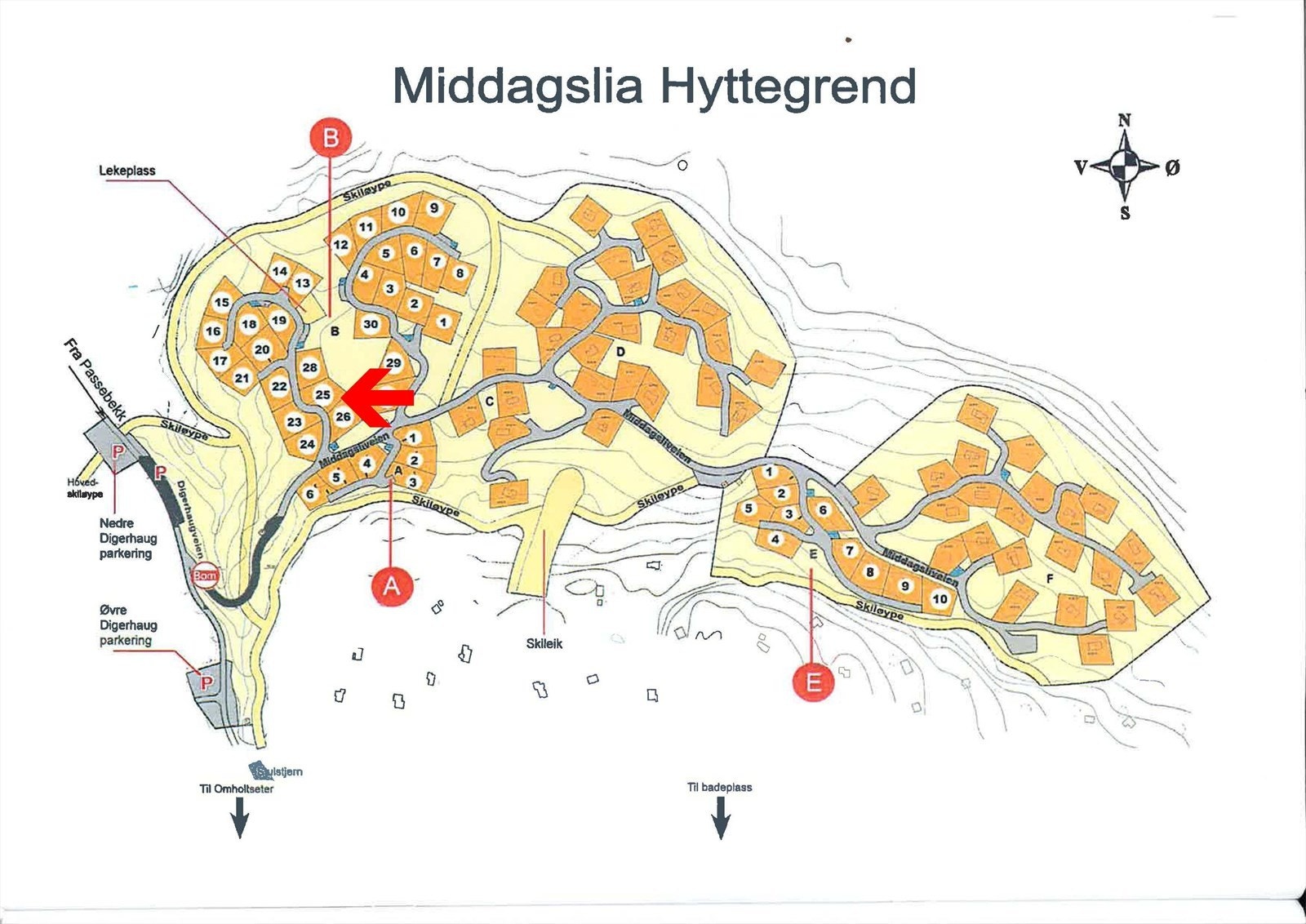 Velkommen til Middagslia Hyttegrend, denne hytta blir liggende på tomt 25 Galleribilde
