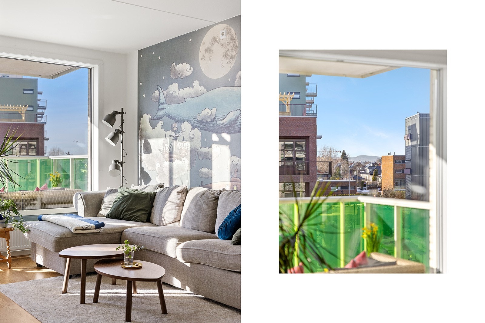 Leiligheten har store vinudusoverflater som slipper inn rikelig med naturlig lys. Galleribilde