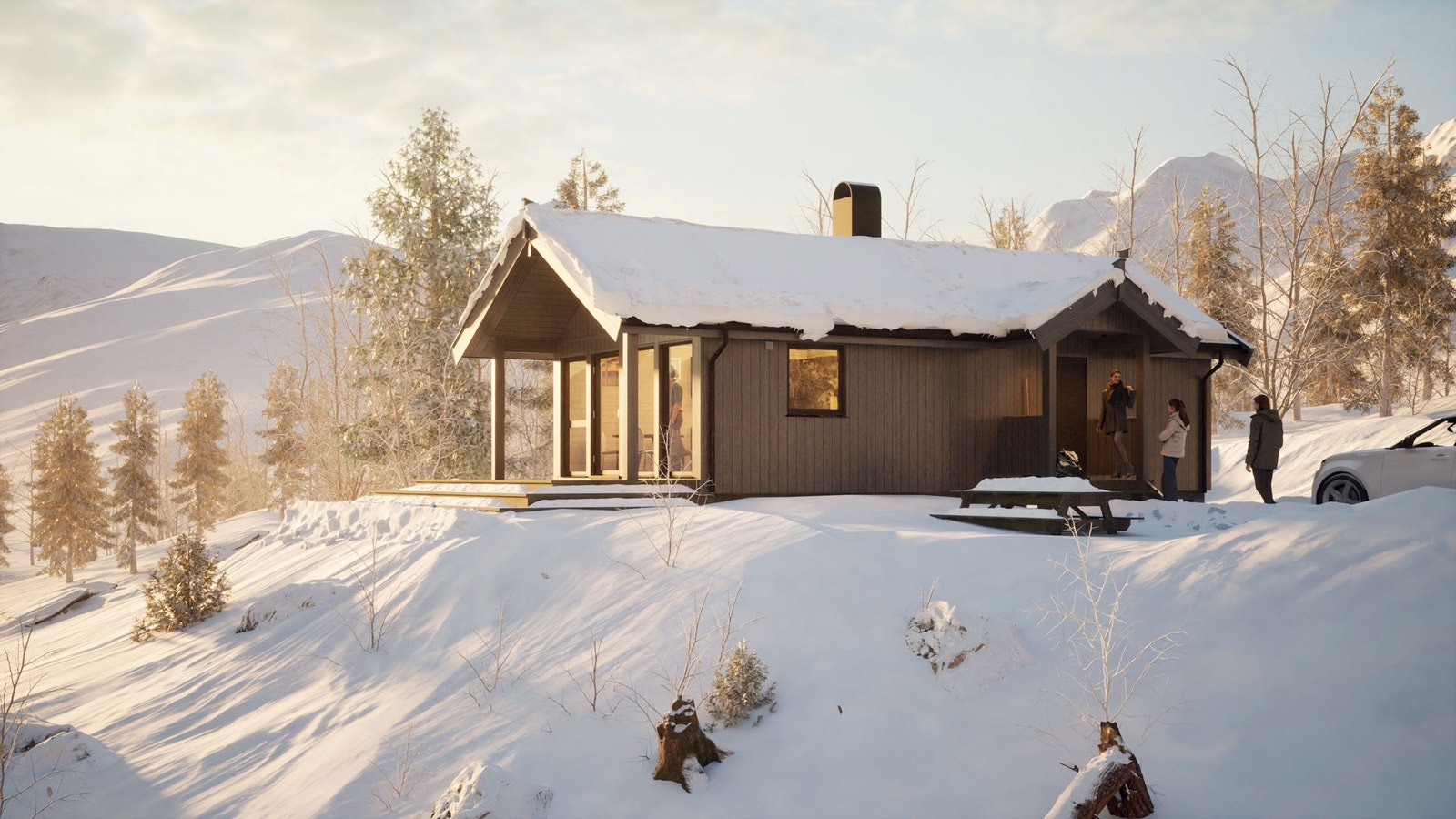 Steg mot hyttedrømmen i vinterland. Galleribilde