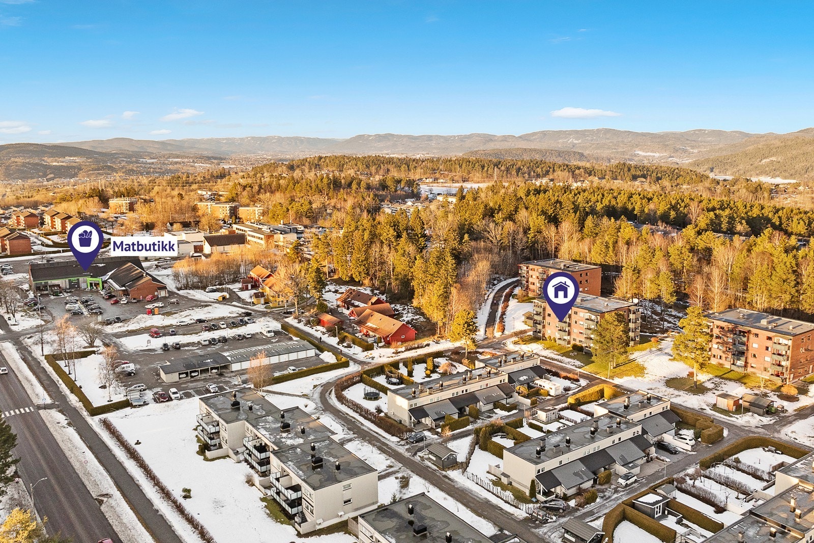 Kort vei til dagligvareforretning - Stridsklevhallen like bak Galleribilde