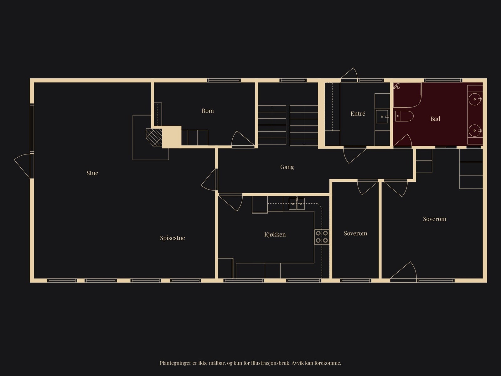 Plantegning hovedetasje. Galleribilde