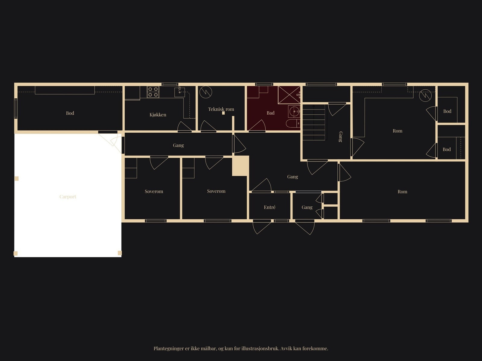 Planskisse underetasje - ikke målbar. Avvik kan forekomme. Galleribilde