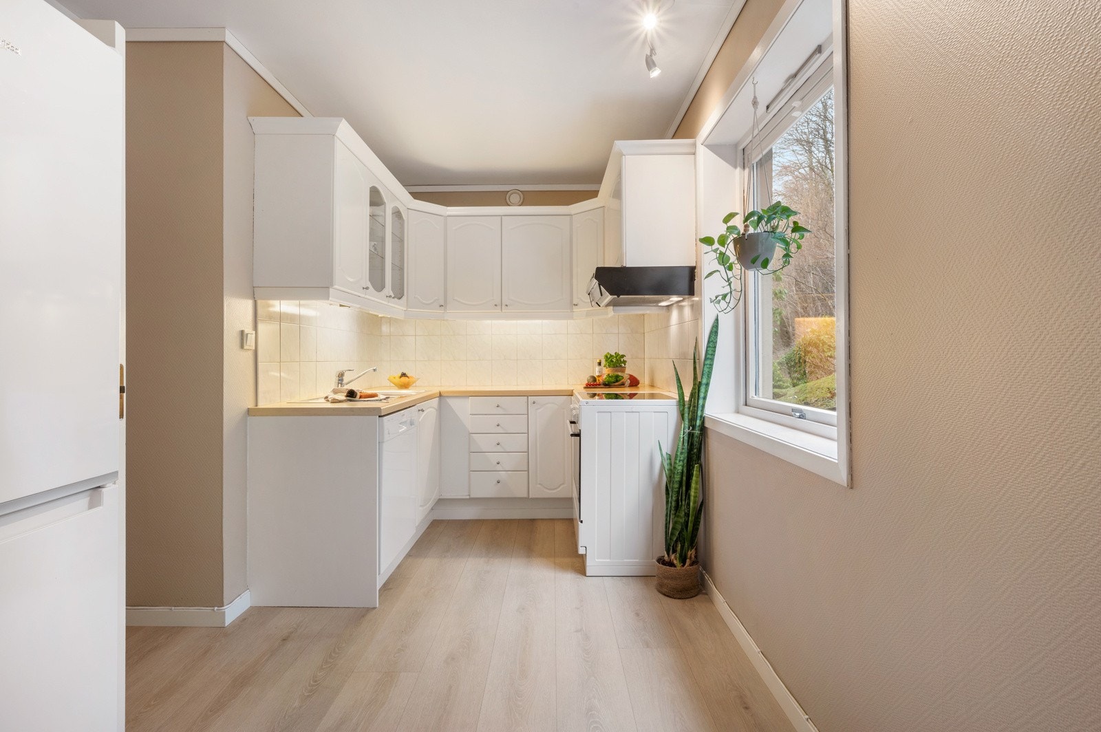 Koselig kjøkken som vender mot baksiden av bygget Galleribilde