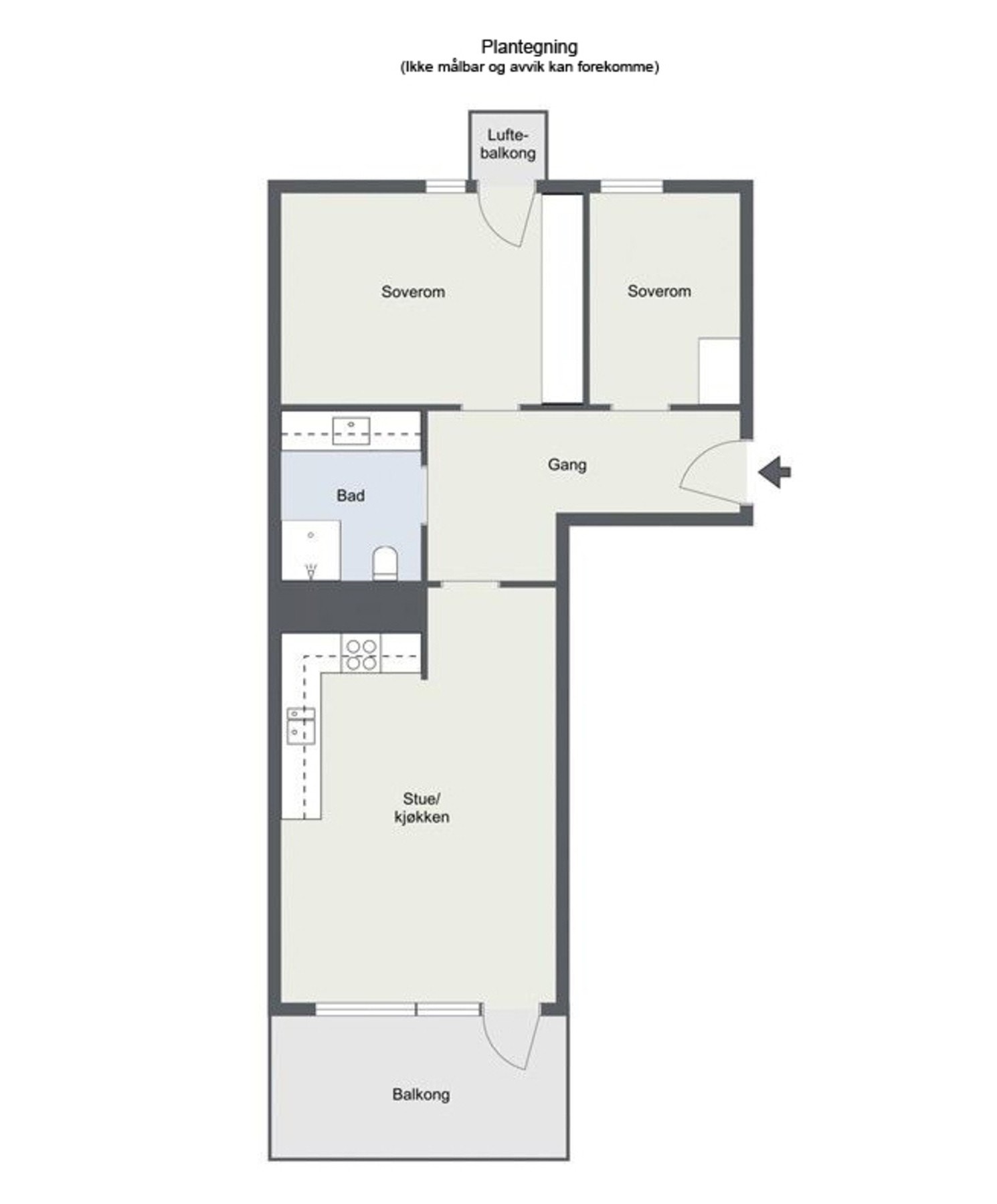 Plantegning - Ikke målbar og avvik kan forekomme. Galleribilde