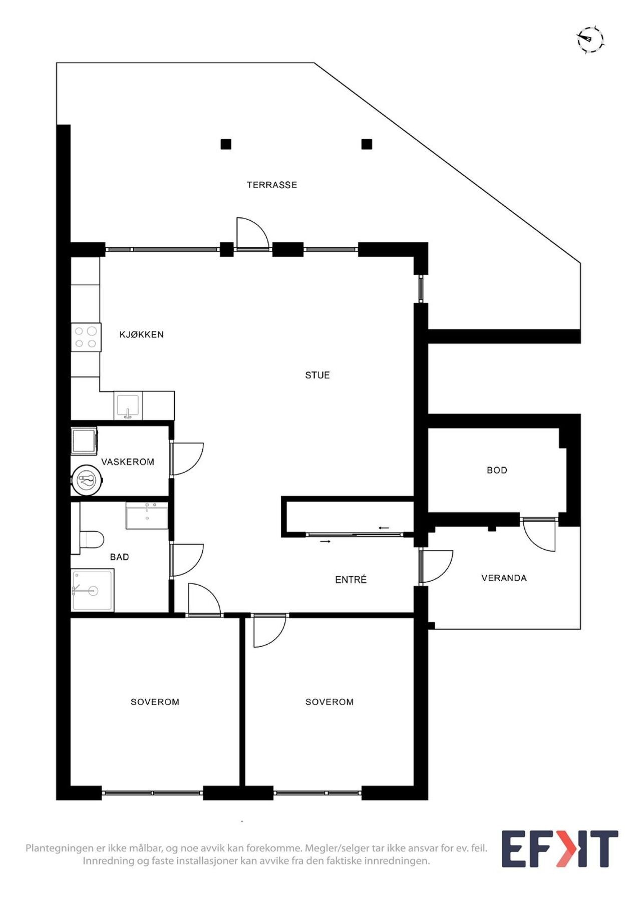 Leilighetens planløsning og utforming. Galleribilde