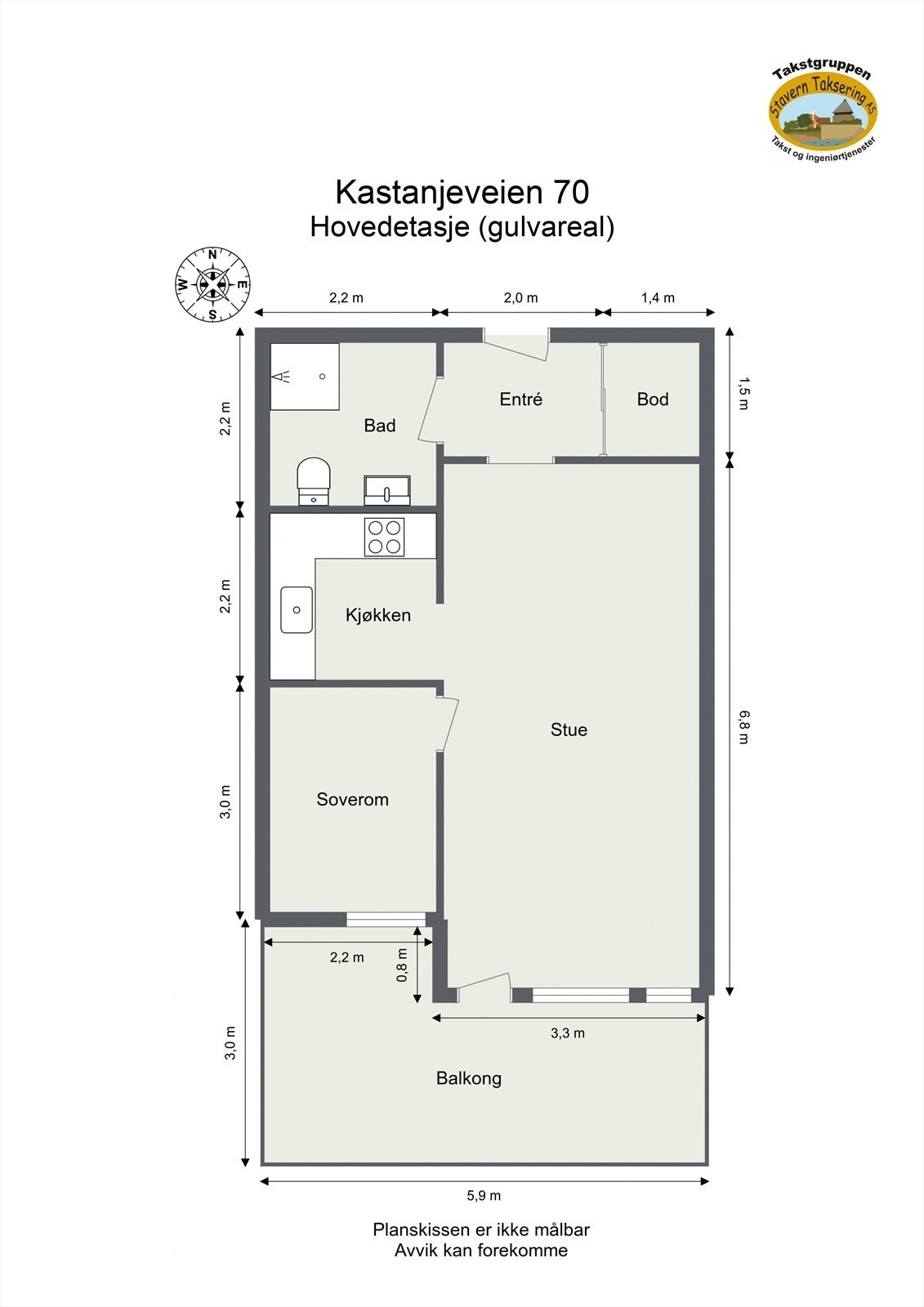 Effektiv planløsning med åpen stue og tilgang til balkong. Galleribilde