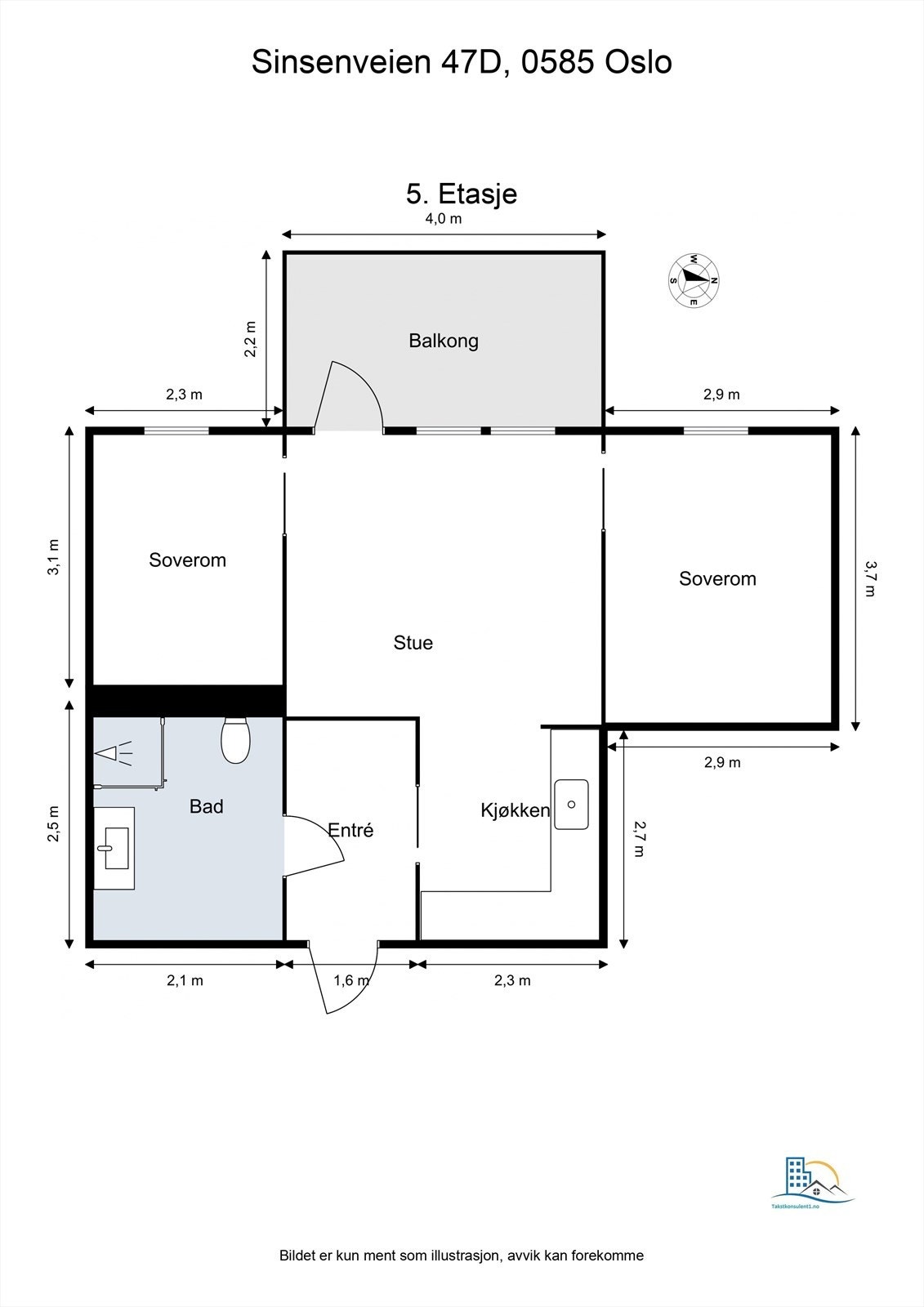 Leiligheten har en god og arealeffektiv planløsning og passer perfekt også for de som ønsker å leie ut et rom. Galleribilde
