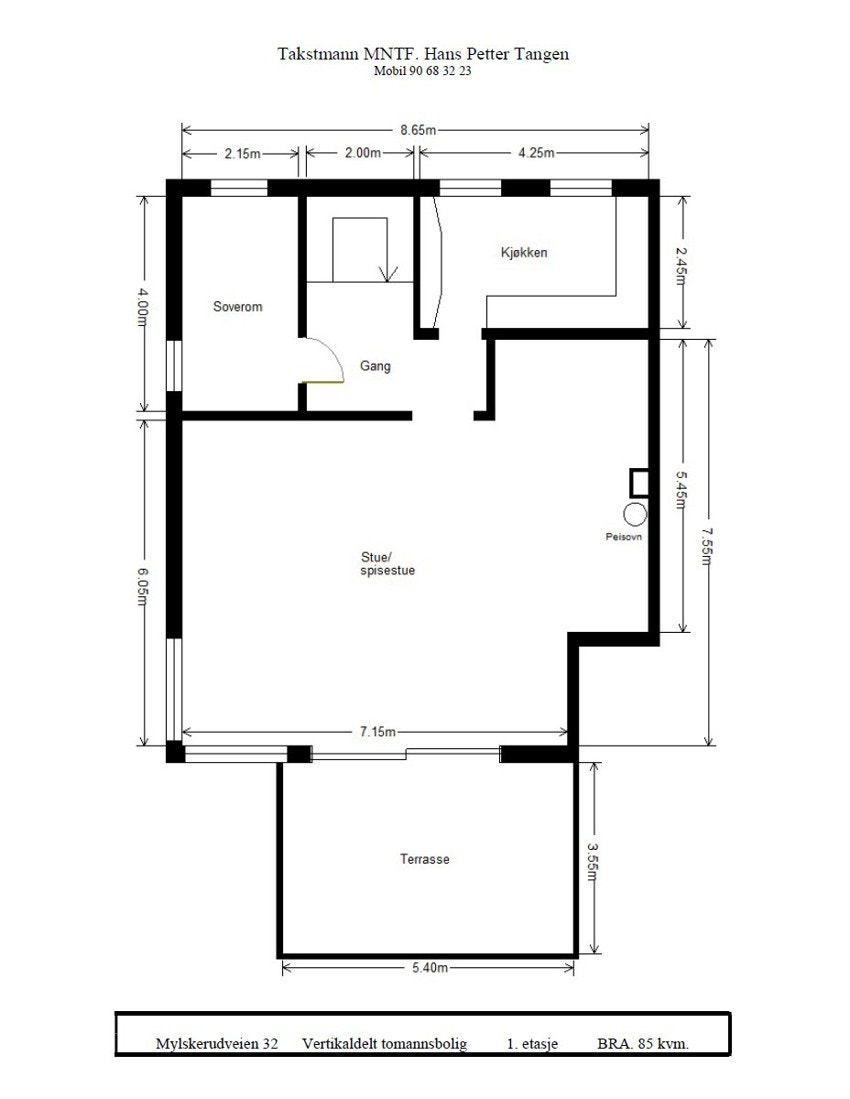 Planskisse over boligens 1. etasje. Galleribilde