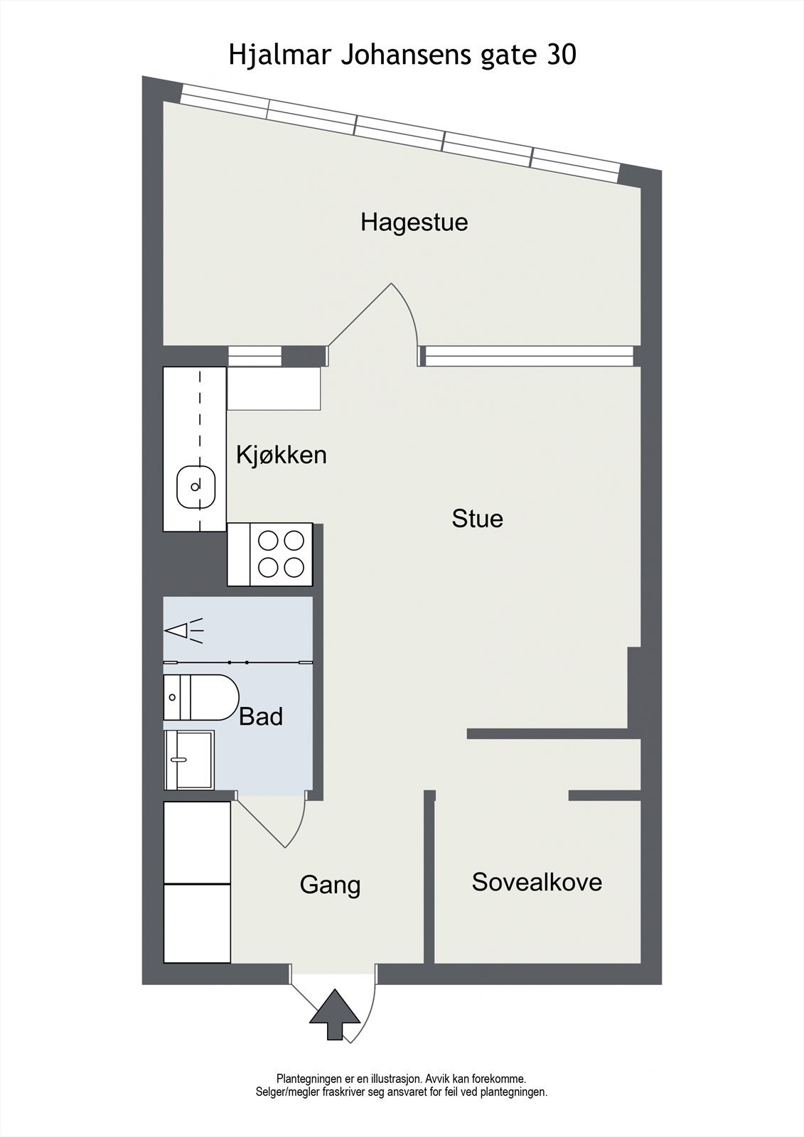 Planskisse 1. Etasje. Leiligheten disponerer ekstern bod i 1. etasje. Galleribilde
