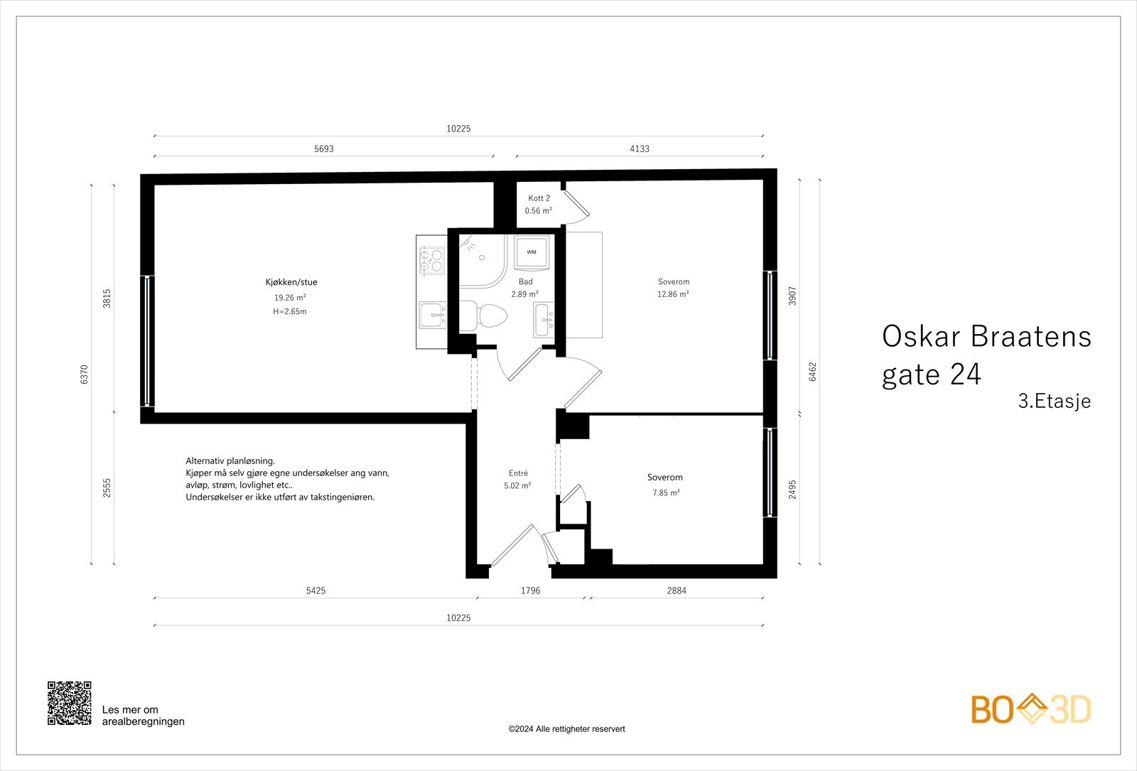 Vi syns at dagens planløsning er helt topp. Noen vil kanskje vurdere å flytte kjøkkenet inn i stua (som noen naboer har gjort), så vi legger ved forslag til alternativ planløsning. Kjøper må selv undersøke mulighetene for ombygging. Galleribilde