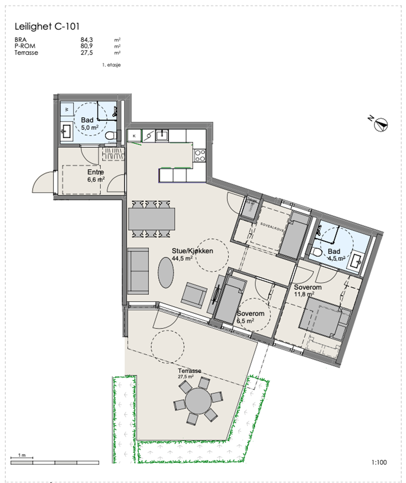 Flott leilighet med sovealkove Galleribilde